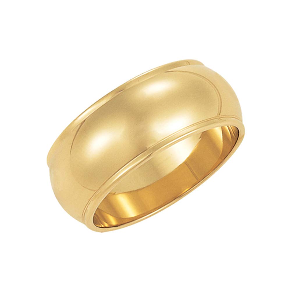 The Black Bow 8mm Half Round Ridged Edge Band in 10k Yellow Gold - Perfect for Elegant Weddings and Special Occasions