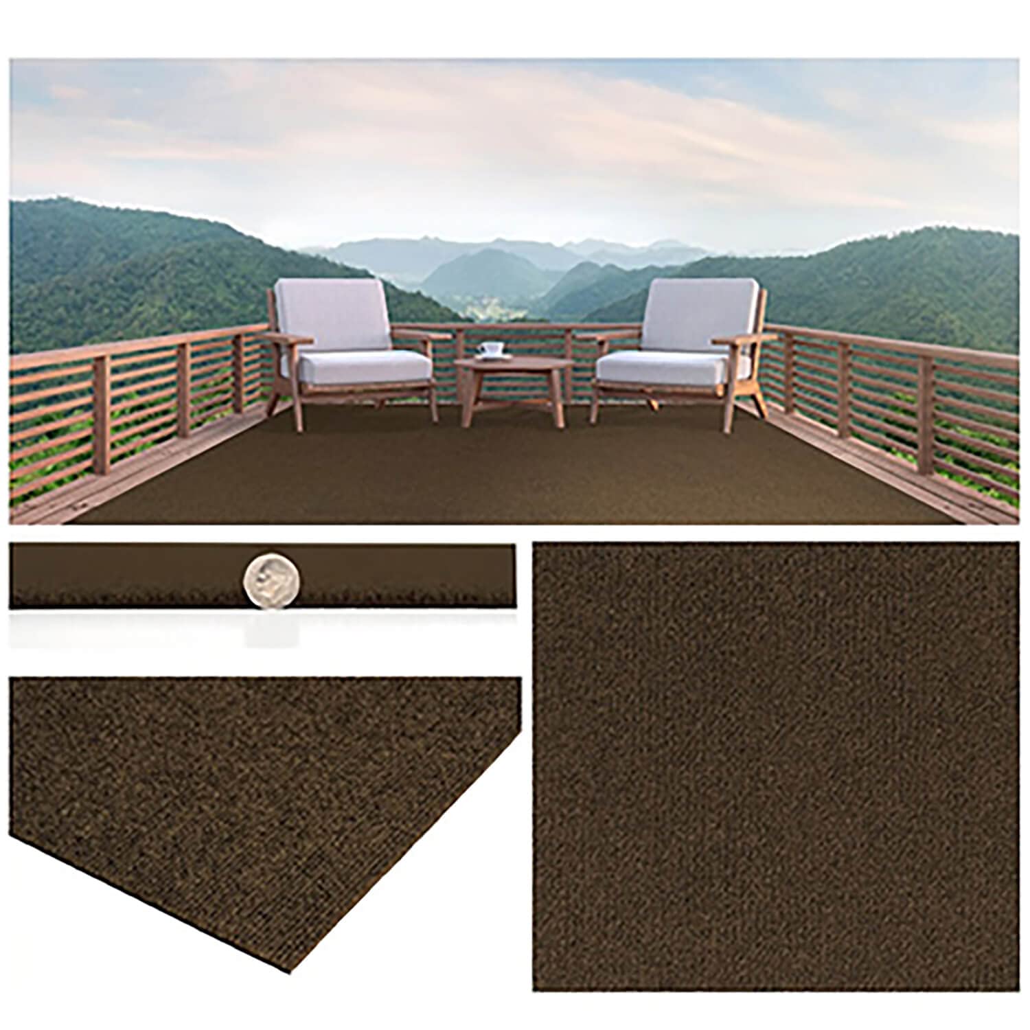 KOECKRITZ 5x5 Feet Square Indoor Outdoor Carpet Rug - Soft Mocha Brown Area Rug for Living Room, Bedroom, Patio & Deck - All-Weather Durable Floor Mat for Home Decor