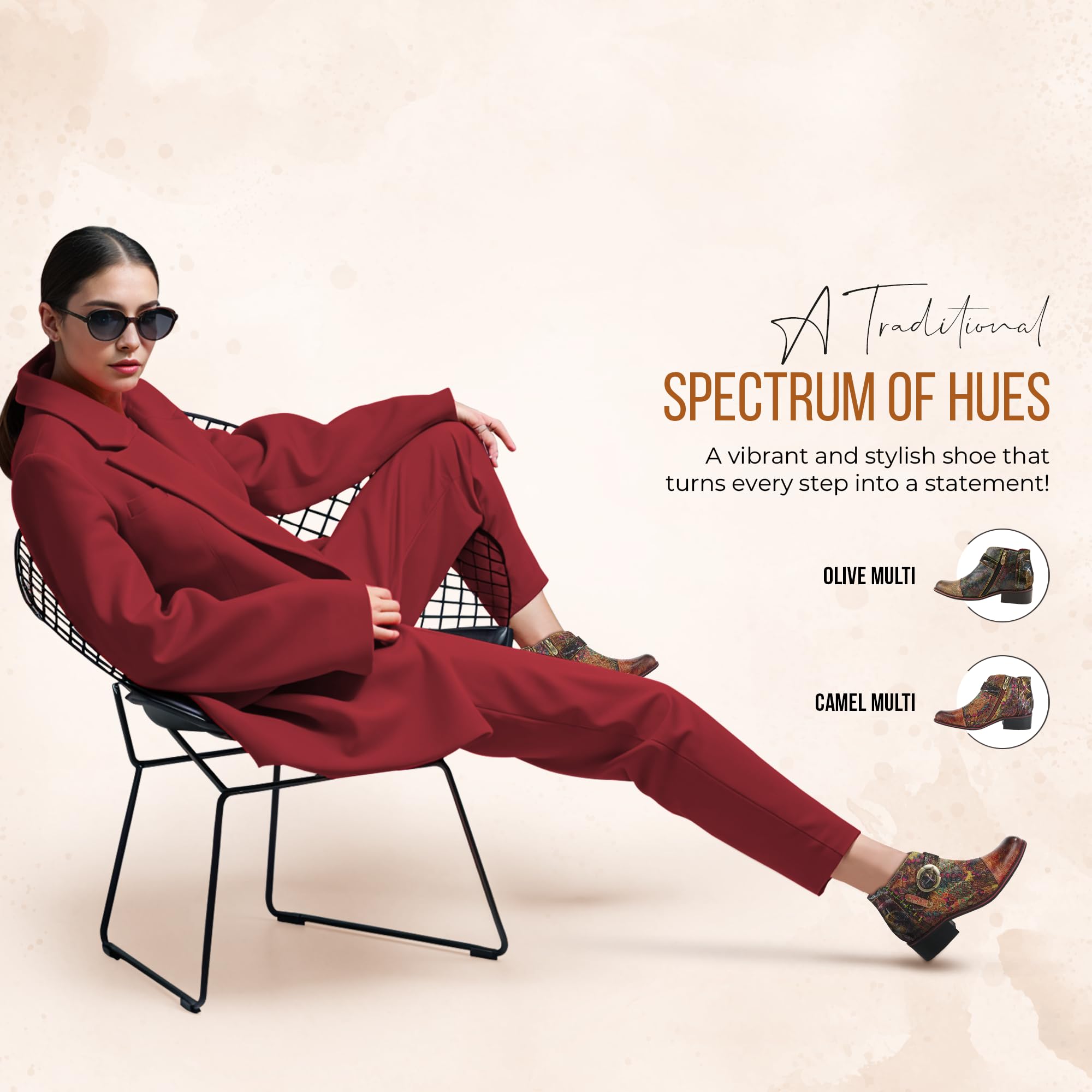 Spring Step L'Artiste Georgiana Women's Ankle Boots - Hand-Painted Leather Booties with Side Zipper Closure - Comfortable Casual & Outdoor Fashion Footwear for Fall/Winter Seasons (Perfect for Work, Dating & Travel)