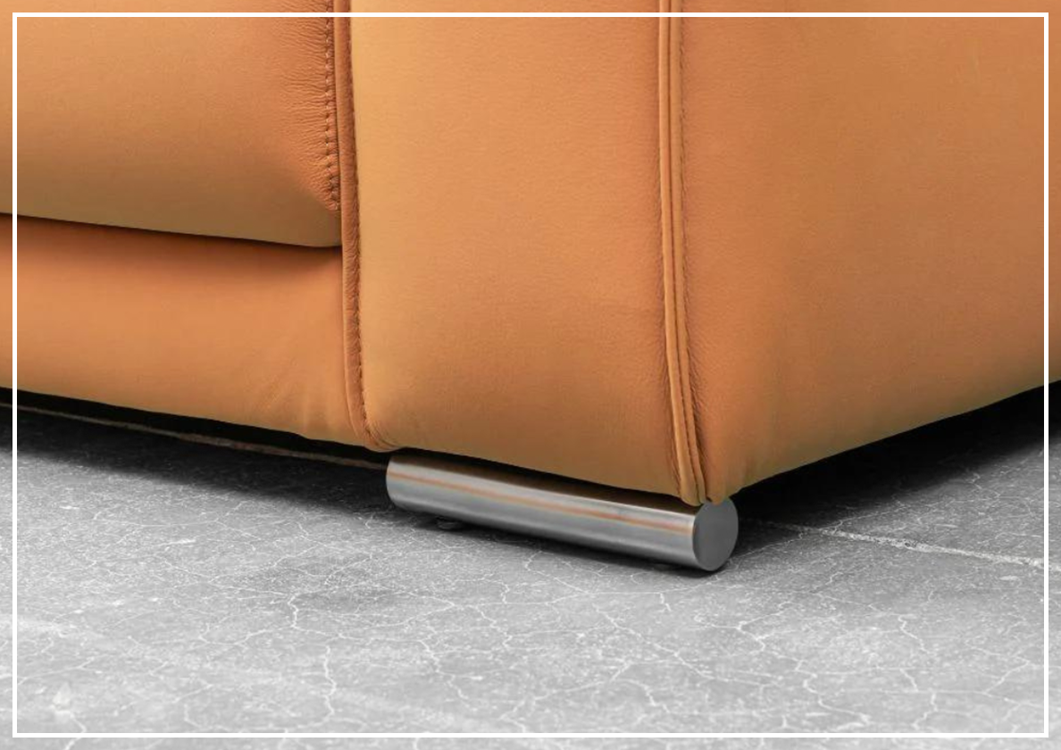 Klaussner Grazia 3-Seater Tufted Leather Sofa with Track Arms in Orange - Modern Living Room Furniture for Home & Office Comfort