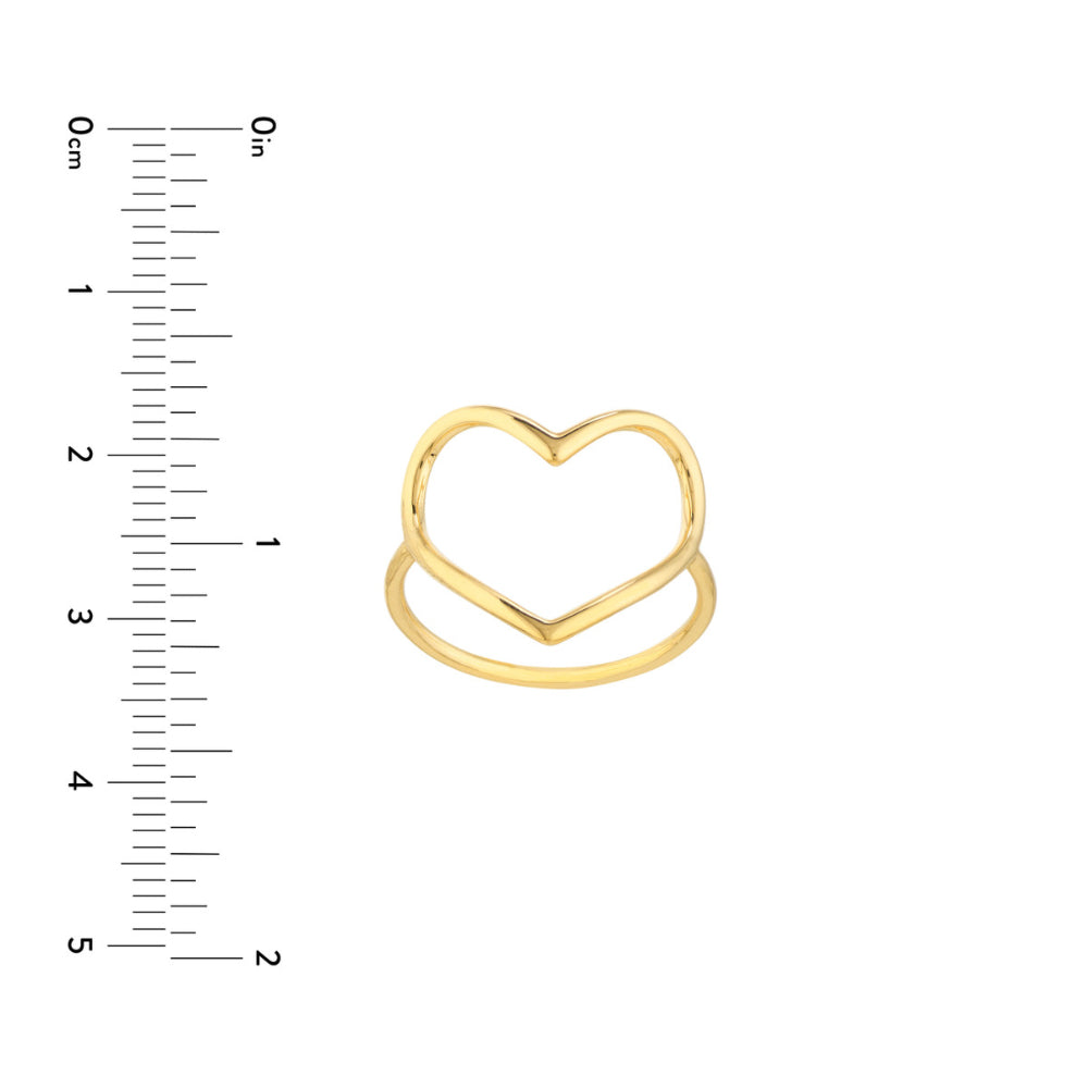 14K Gold Open Heart Ring for Women - Dainty Minimalist Stackable Band - Perfect for Valentine's Day, Anniversary & Everyday Wear