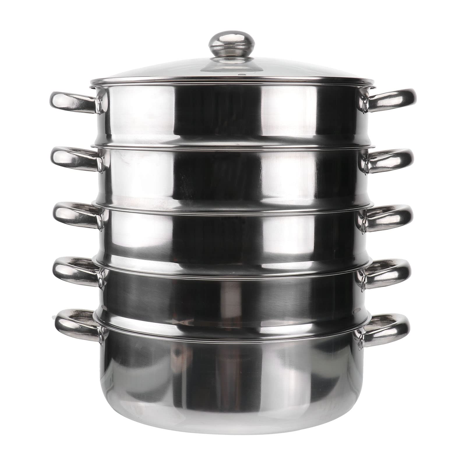 UPKOCH 5-Layer 30cm Stainless Steel Steamer Pot - Multi-Functional Stockpot for Cooking, Steaming & Soup Making - Durable & Practical Silver Kitchen Cookware - Perfect for Home Chefs & Meal Prep