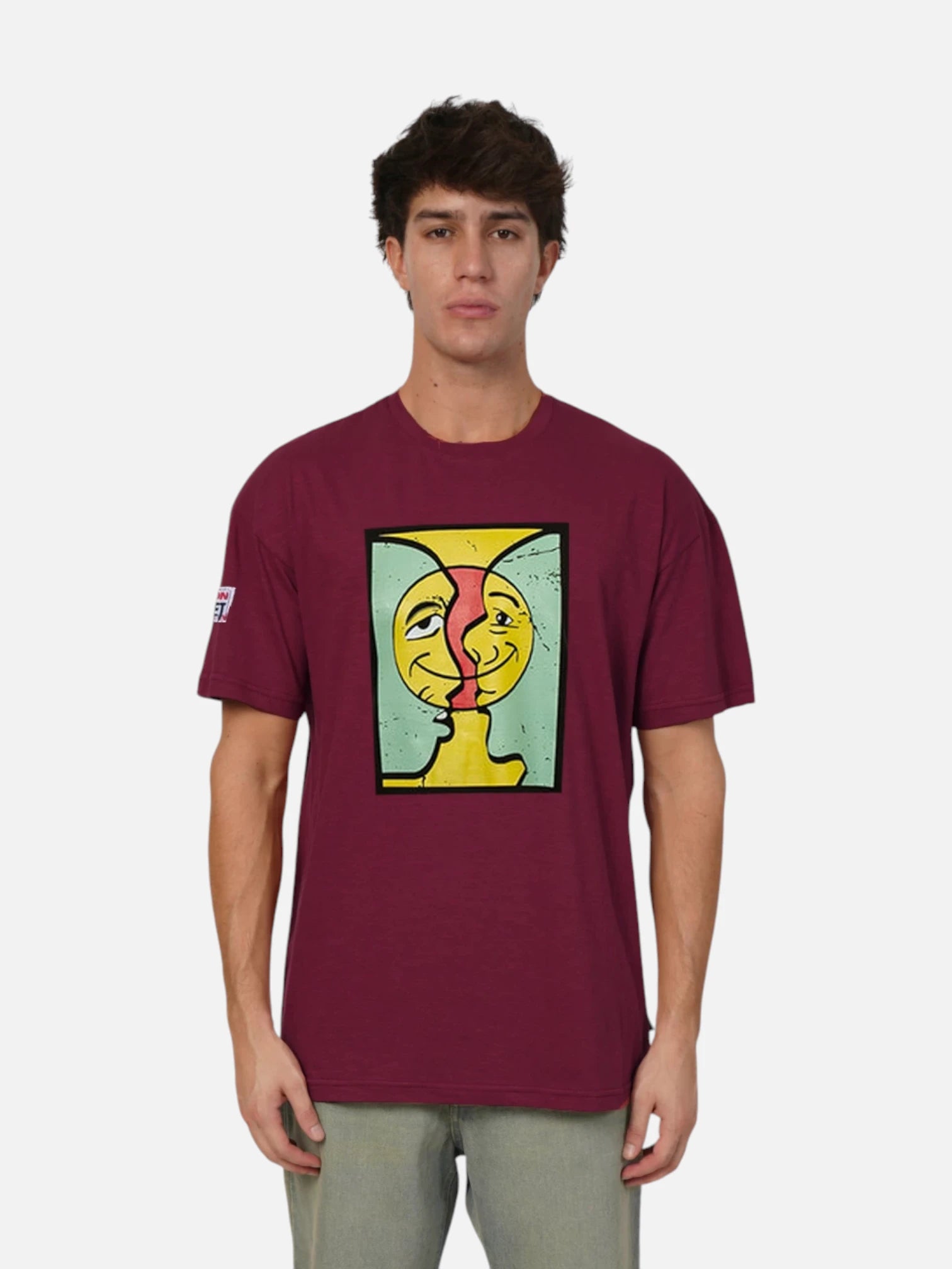Double Sided Burgundy T-Shirt for Men & Women - Soft Cotton Blend, Comfort Fit - Perfect for Casual Wear, Gym, and Everyday Outfits