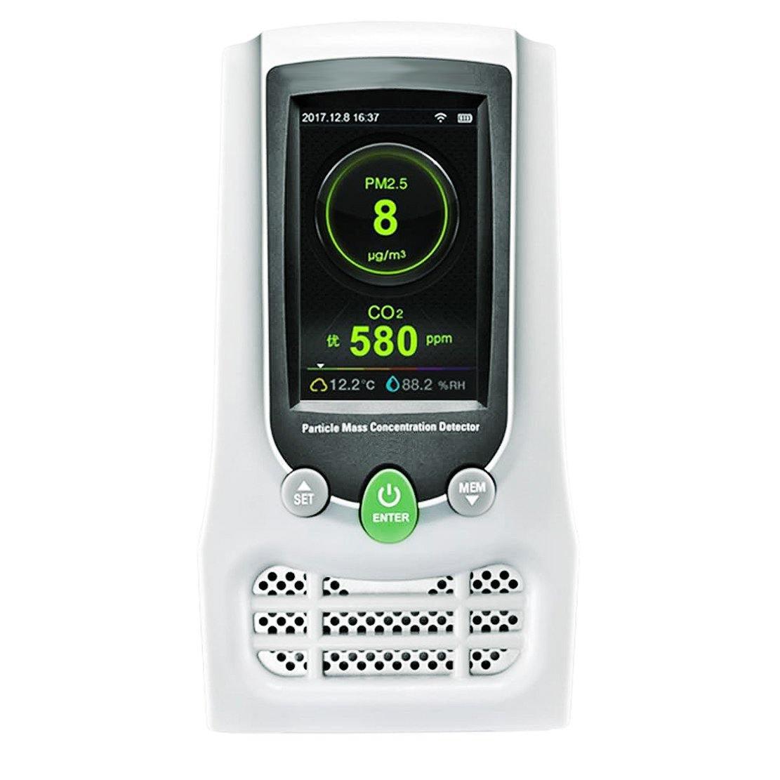 High Accuracy Air Quality Monitor - Formaldehyde, CO2, PM2.5, PM10, TVOC Detector with Temperature & Humidity Sensor | For Home, Office & Indoor Air Pollution Testing