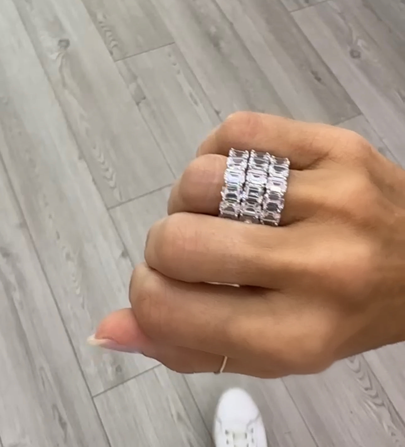 Cushion Cut Eternity Band Ring – 14K White Gold Diamond Wedding Band for Women, Perfect for Anniversaries & Special Occasions