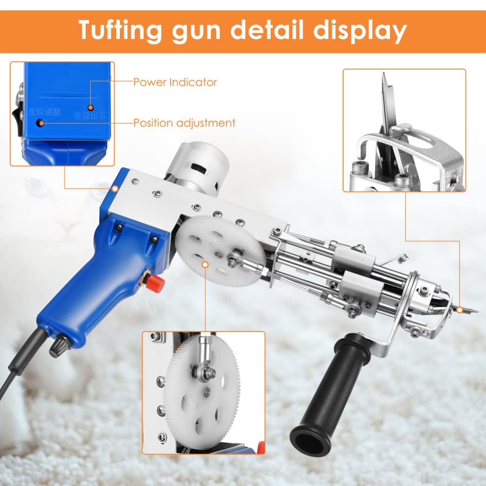 Premium Tufting Gun for DIY Rug Making - Cut Pile Rug Gun Kit with Flocking Tool | Handmade Carpet, Wall Hanging & Home Decor Crafting Tool