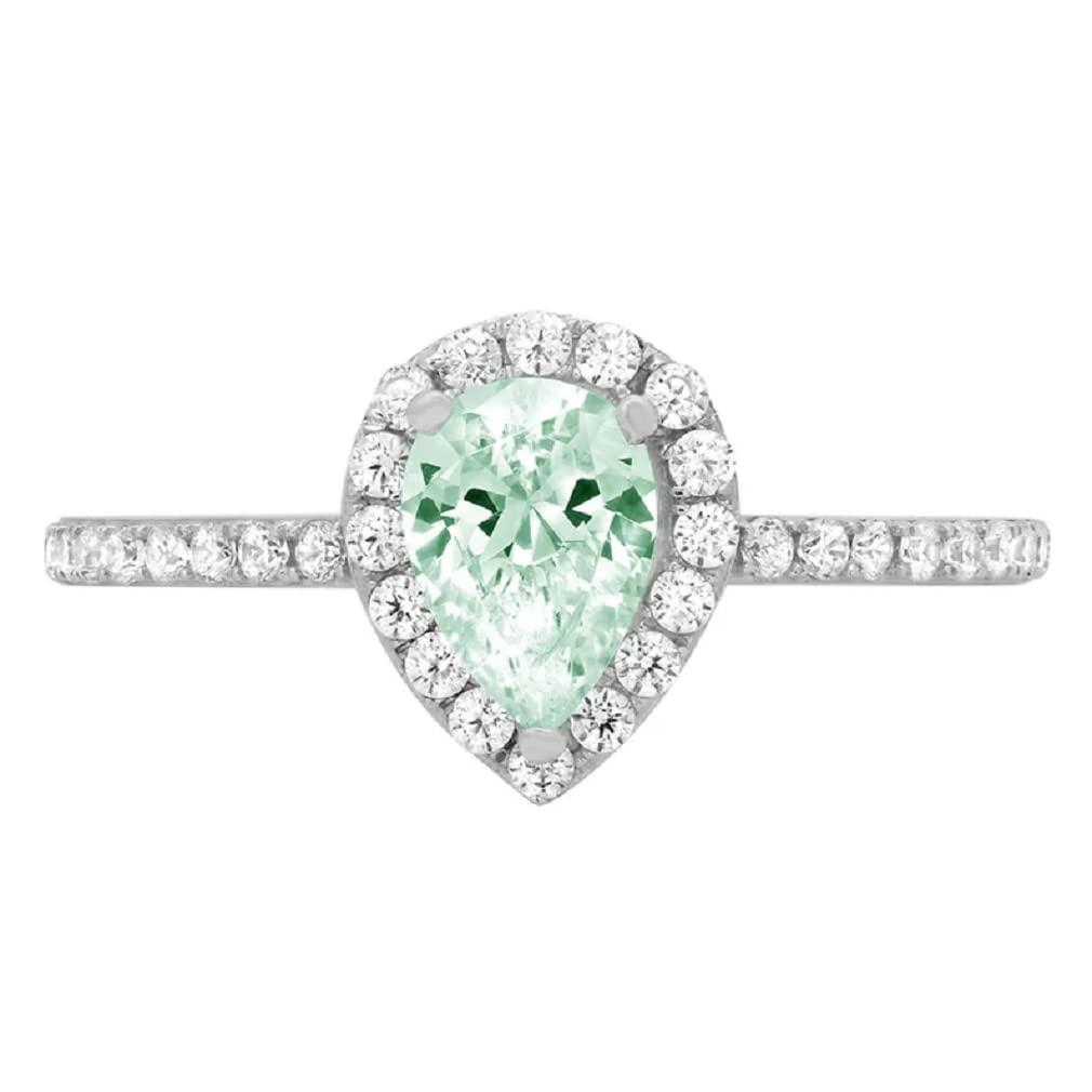 2 CT Pear Green Moissanite Engagement Ring - Vintage Antique Wedding Band, Solitaire Halo Diamond Ring for Women - Perfect Anniversary Gift for Her - Ideal for Proposals, Bridal Jewelry & Special Occasions