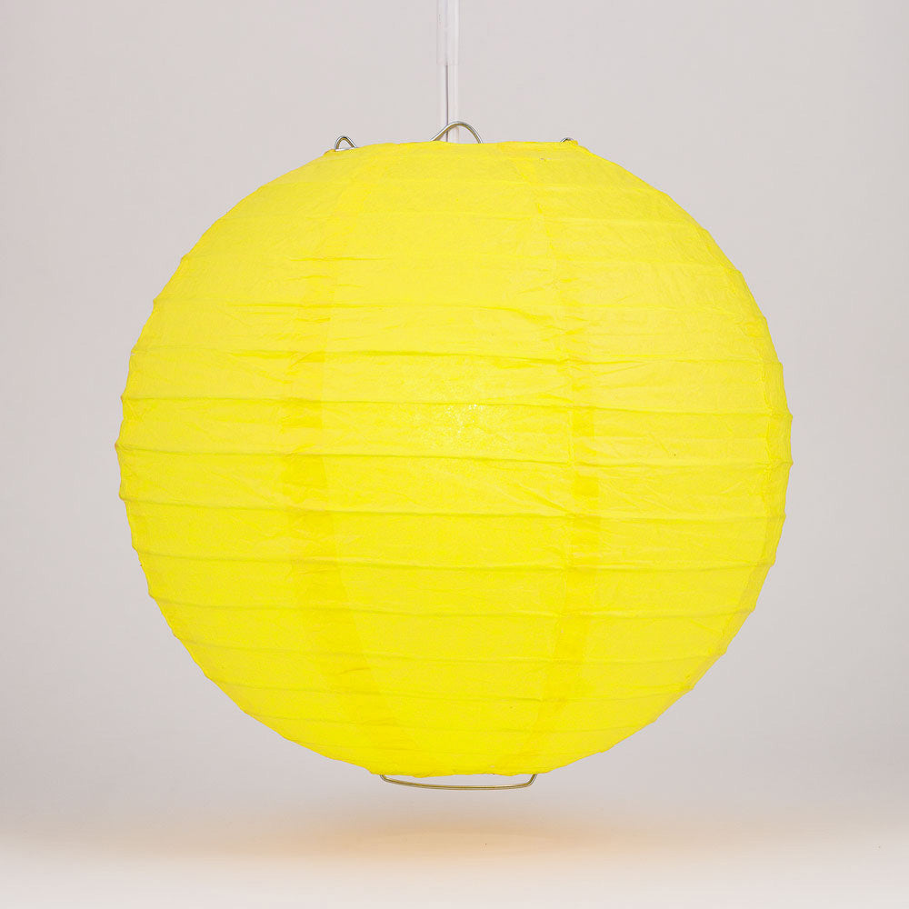 10 Pack Yellow Round Paper Lanterns with Even Ribbing - Hanging Party Decorations for Wedding, Birthday & Festival Decor - String Lights Sold Separately