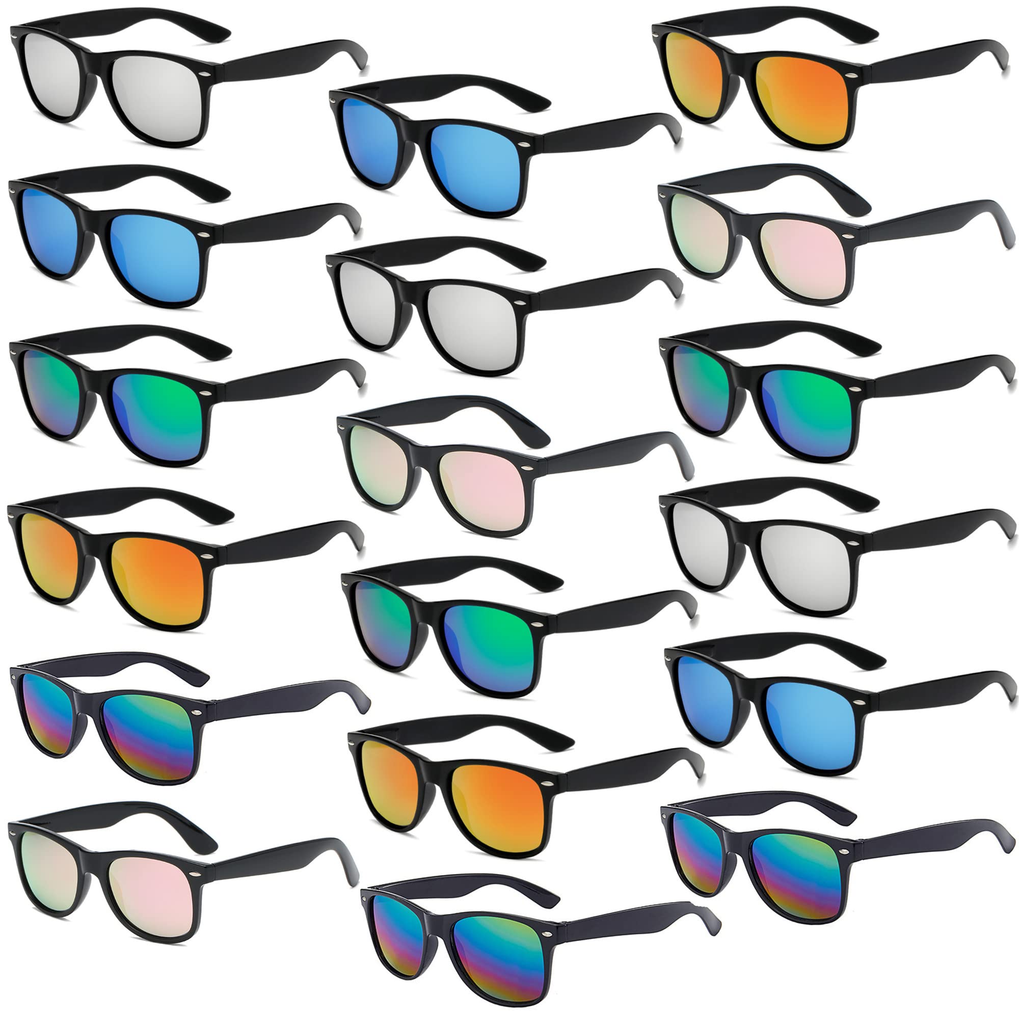 Vintage 80's Retro Unisex Neon Sunglasses - 12 Pack Party Favors for Kids & Adults - Perfect for 80s Theme Parties, Halloween Costumes, Music Festivals and Summer Beach Outfits