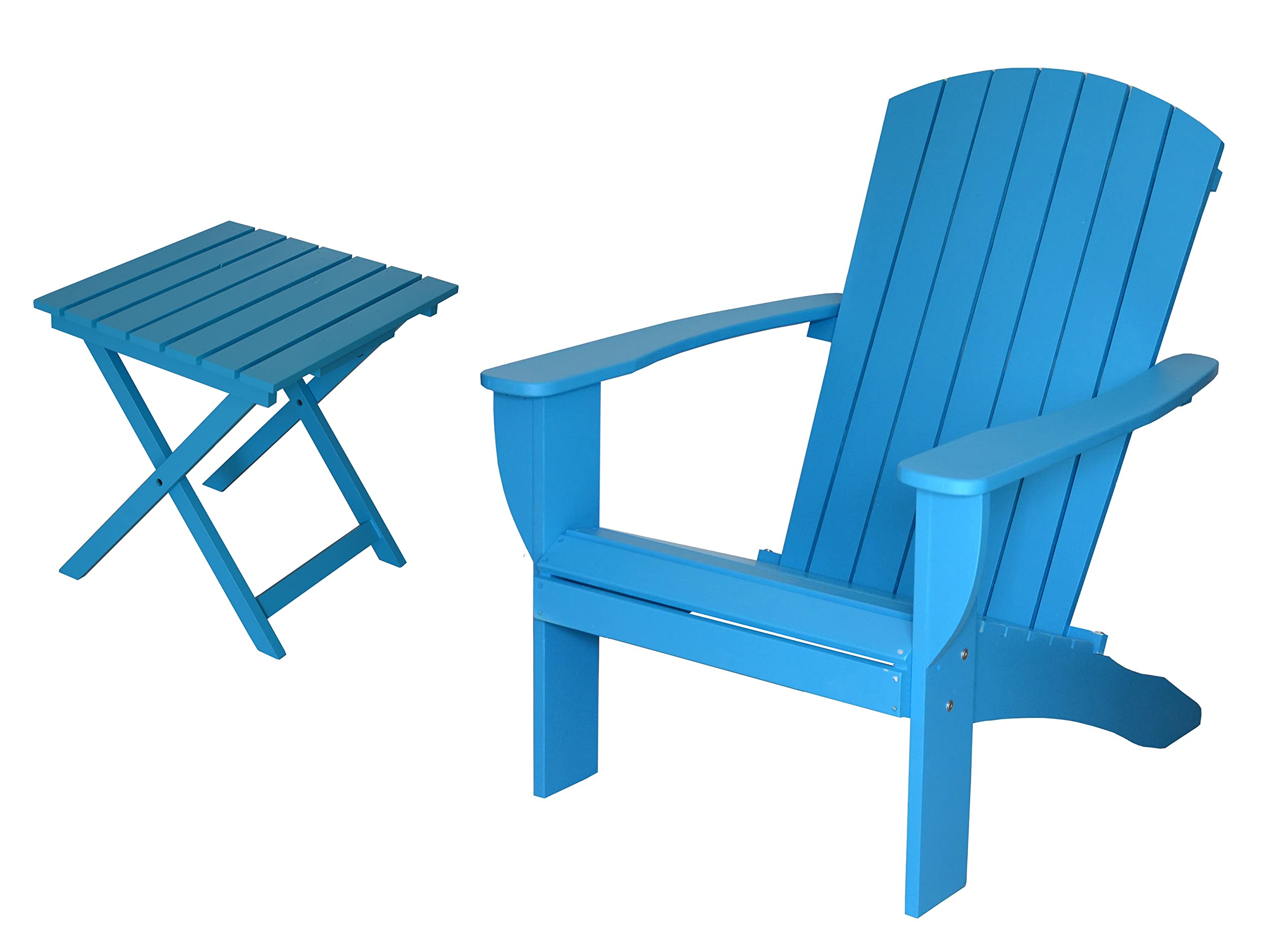 Premium Solid Cedar Adirondack Chair with Built-in Bottle Opener & Matching Folding Table - Teal Blue Outdoor Patio Furniture Set for Garden, Deck, Poolside Relaxation