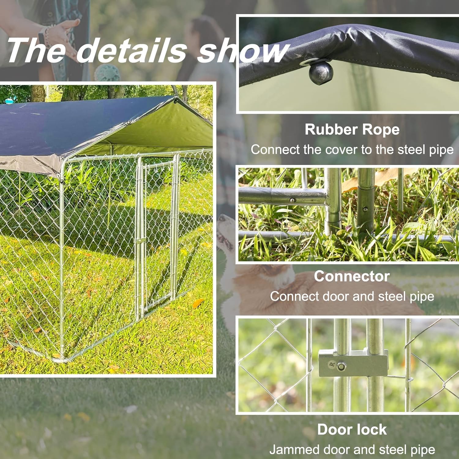 10'x10'x5.5' Large Outdoor Dog Kennel with Waterproof Cover - Heavy Duty Metal Dog Pen, Secure Locking Pet Fence for Backyard, Garden & Patio - UV Resistant for All Weather Protection | Perfect for Large Breed Dogs, Puppy Training & Outdoor Play Areas