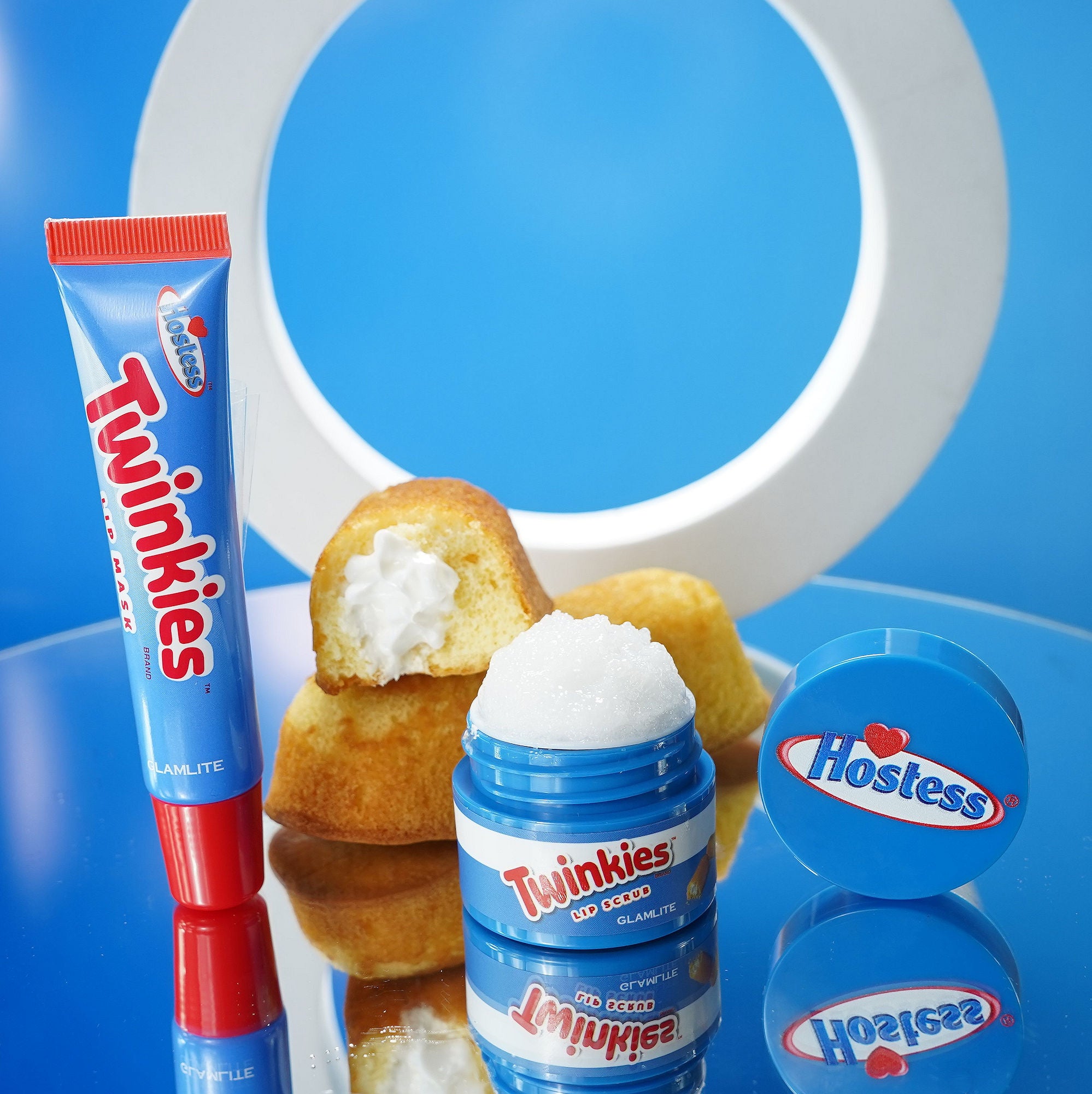 Glamlite x Hostess Twinkies Lip Balm & Lip Gloss Set - Moisturizing & Shiny Lip Care Duo for Everyday Wear & Makeup Looks