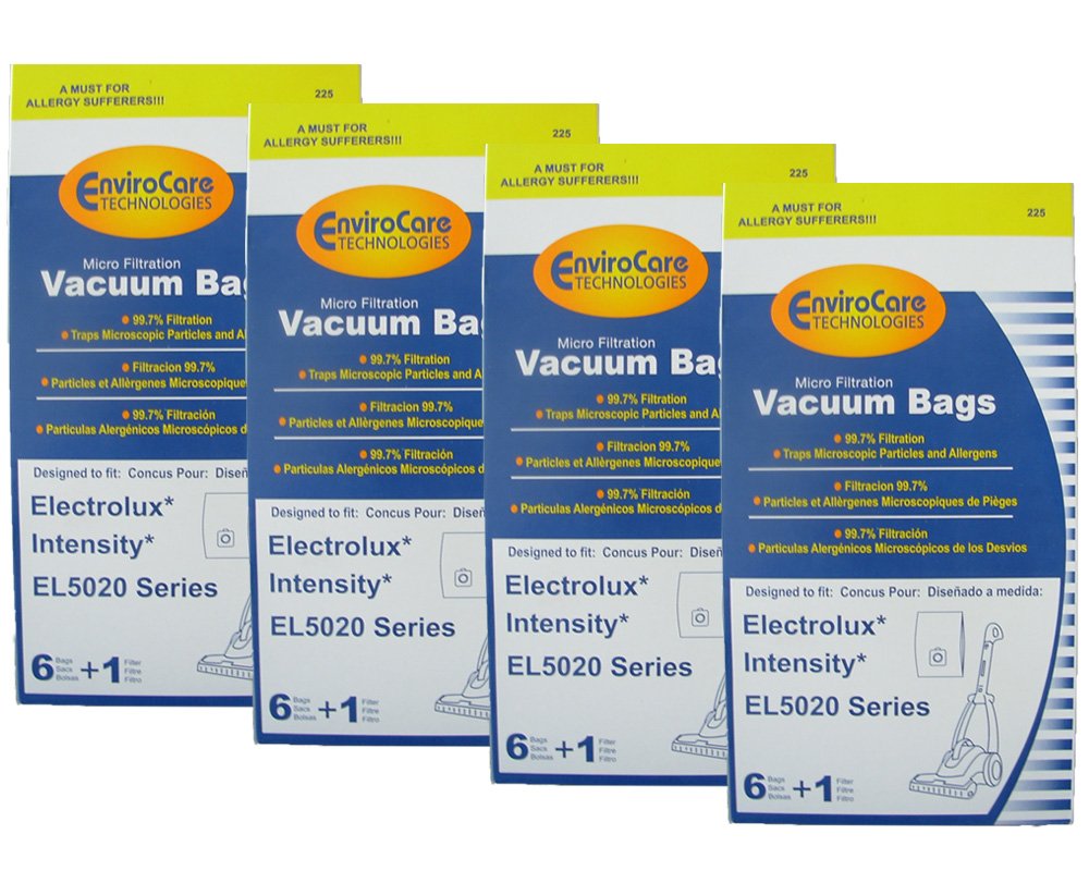 **EnviroCare Replacement Allergen Filtration Vacuum Cleaner Dust Bags – 24 Bags & 4 Filters – Compatible with Electrolux Intensity EL5020 Series Canister Vacuums – Ideal for Allergy Sufferers & Pet Owners**