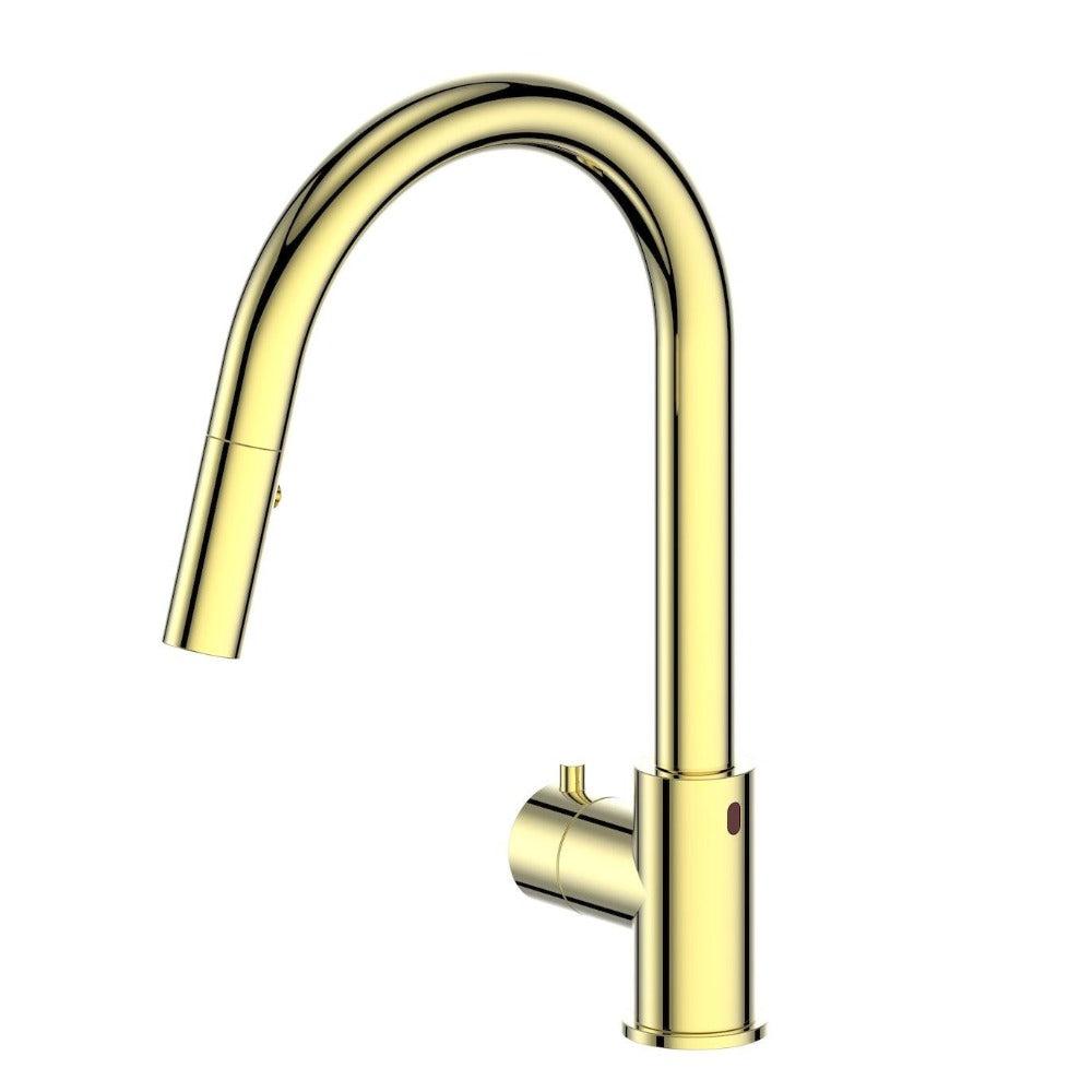 ZLINE Gemini Touchless Kitchen Faucet in Polished Gold - Hands-Free Sensor Faucet with Pull-Down Sprayer, Modern Design for Kitchen Sink (GEM KFS PG) - Perfect for Busy Cooks, Dishwashing, and Modern Home Upgrades