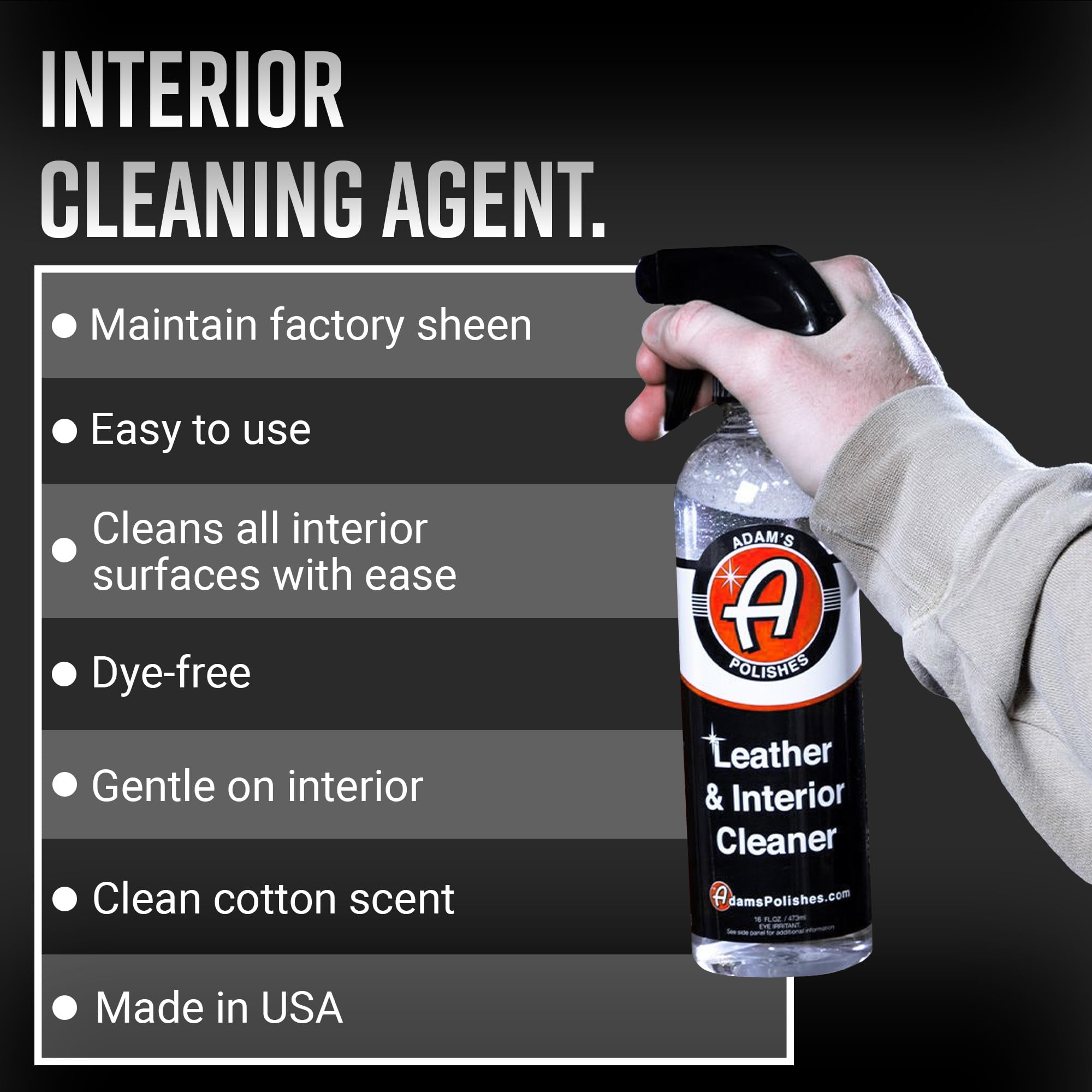 Adam's Polishes Leather & Interior Cleaner - 5 Gallon (640 fl oz) | Premium Car Seat, Dashboard & Vinyl Cleaner | Safe for Cars, Trucks & Motorcycles
