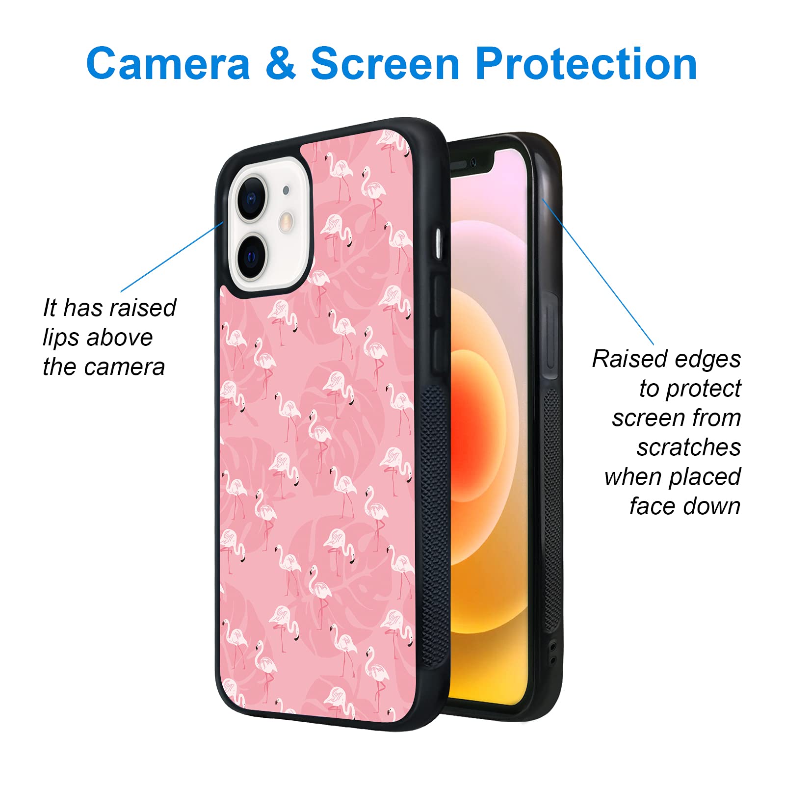 Pink Flamingo Shockproof Protective Phone Case for iPhone 12 Mini 5.4 Inch - Cute TPU Aluminum Cover for Women & Girls | Perfect for Summer Beach Trips, Pool Parties & Outdoor Adventures