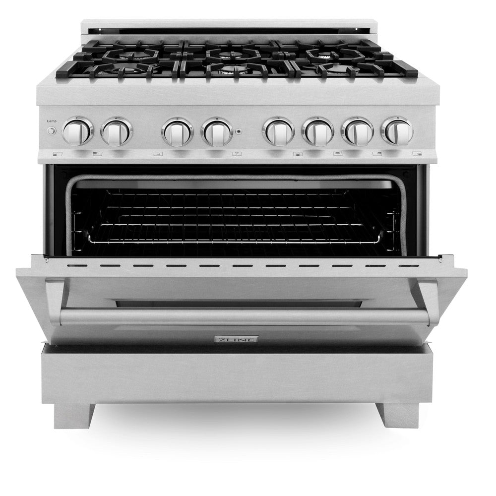 ZLINE 36 Inch Professional Kitchen Package - Stainless Steel Dual Fuel Range & Convertible Vent Hood | Perfect for Home Chefs & Modern Kitchens