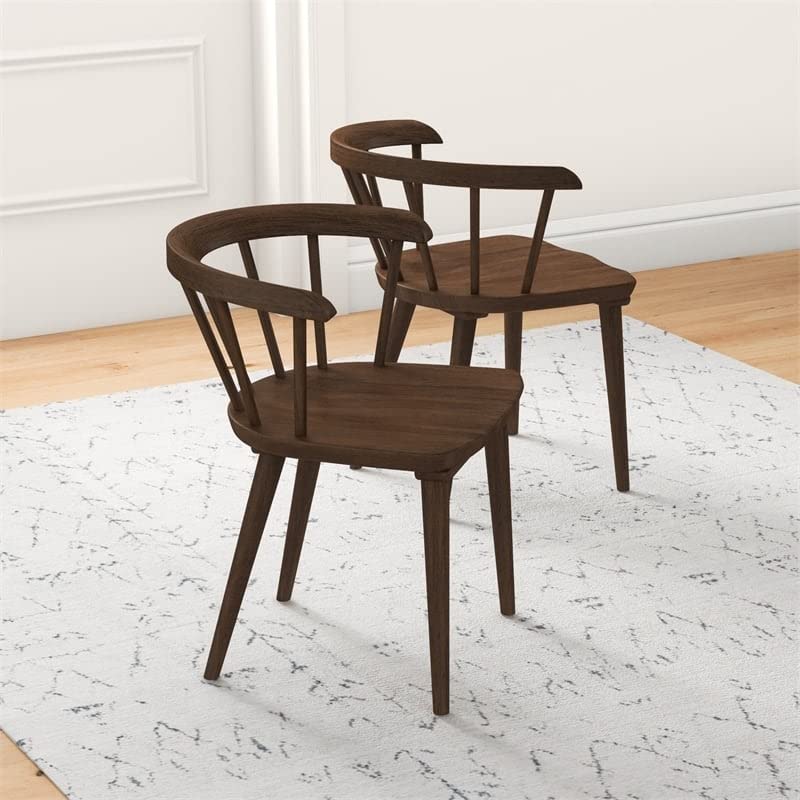 Mid-Century Solid Wood Dining Chair Set of 2 - 27