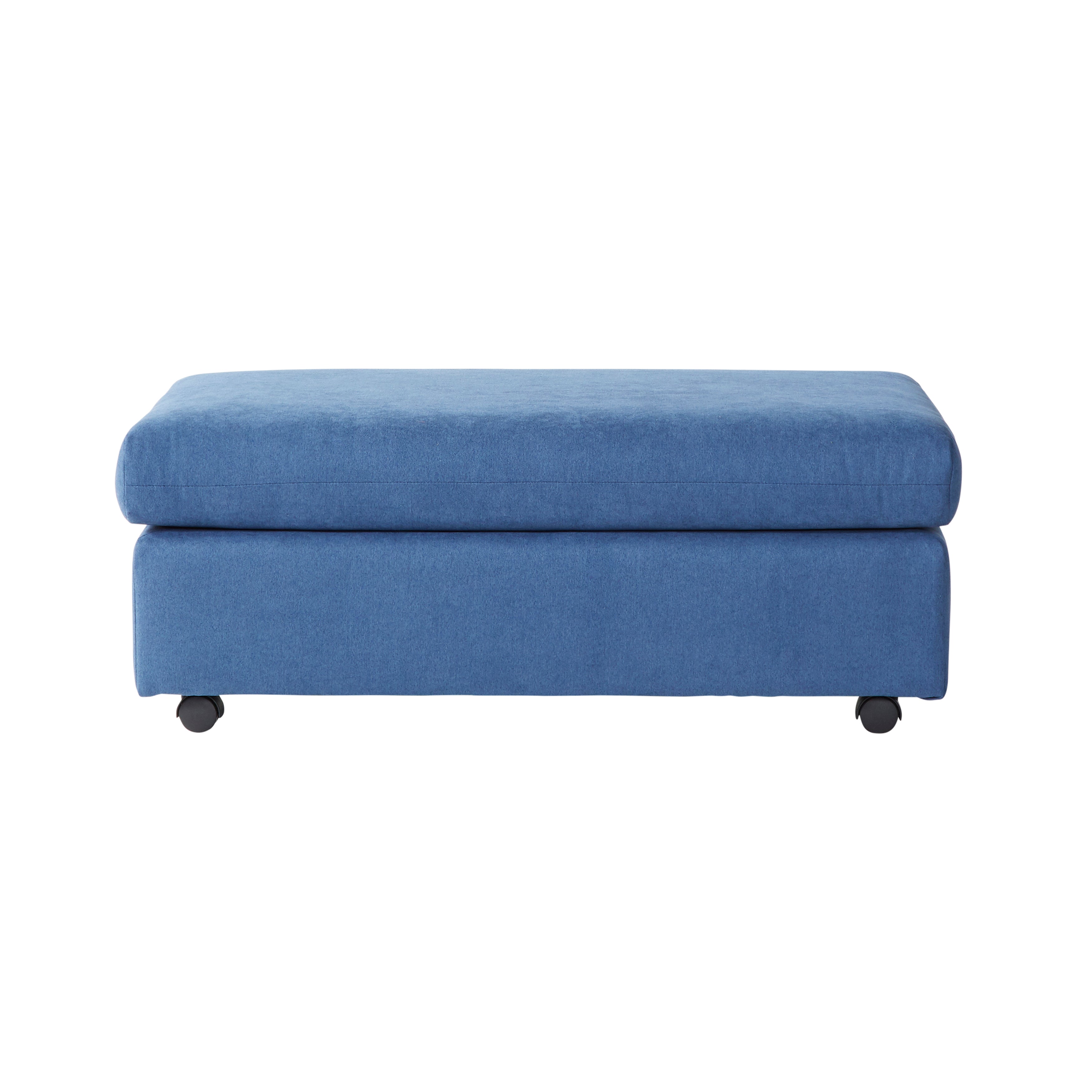 Roundhill Furniture Enda Living Room Fabric Ottoman with Storage - Navy Blue Footrest Pouf for Living Room, Bedroom, or Nursery - Perfect for Extra Seating, Footrest, and Stylish Home Decor