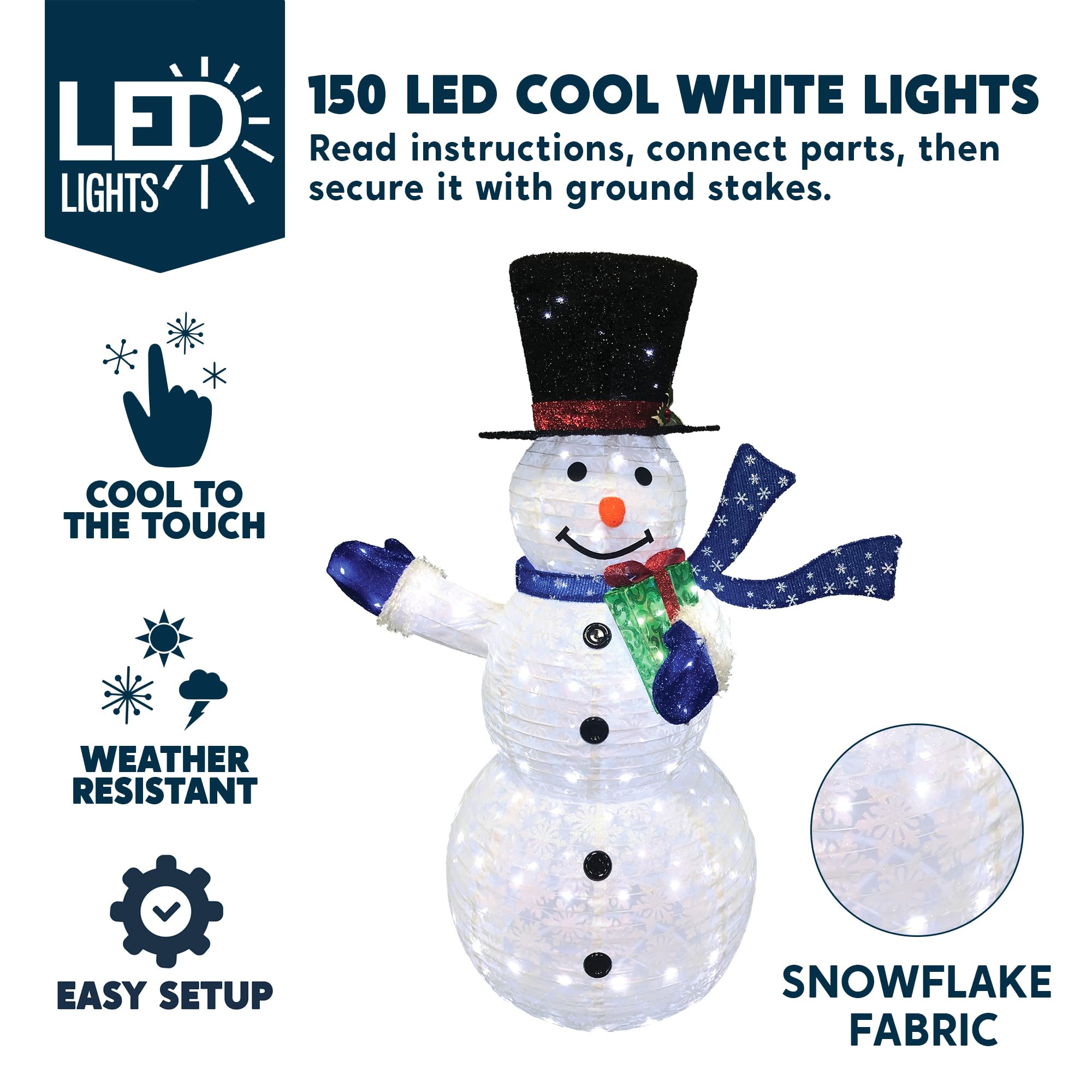 Joiedomi 150 LED Lighted Snowman Christmas Outdoor Decoration - Collapsible Holiday Yard Decor with Blue Scarf for Garden, Lawn & Backyard | Perfect for Xmas Party, Front Porch & Festive Seasonal Displays