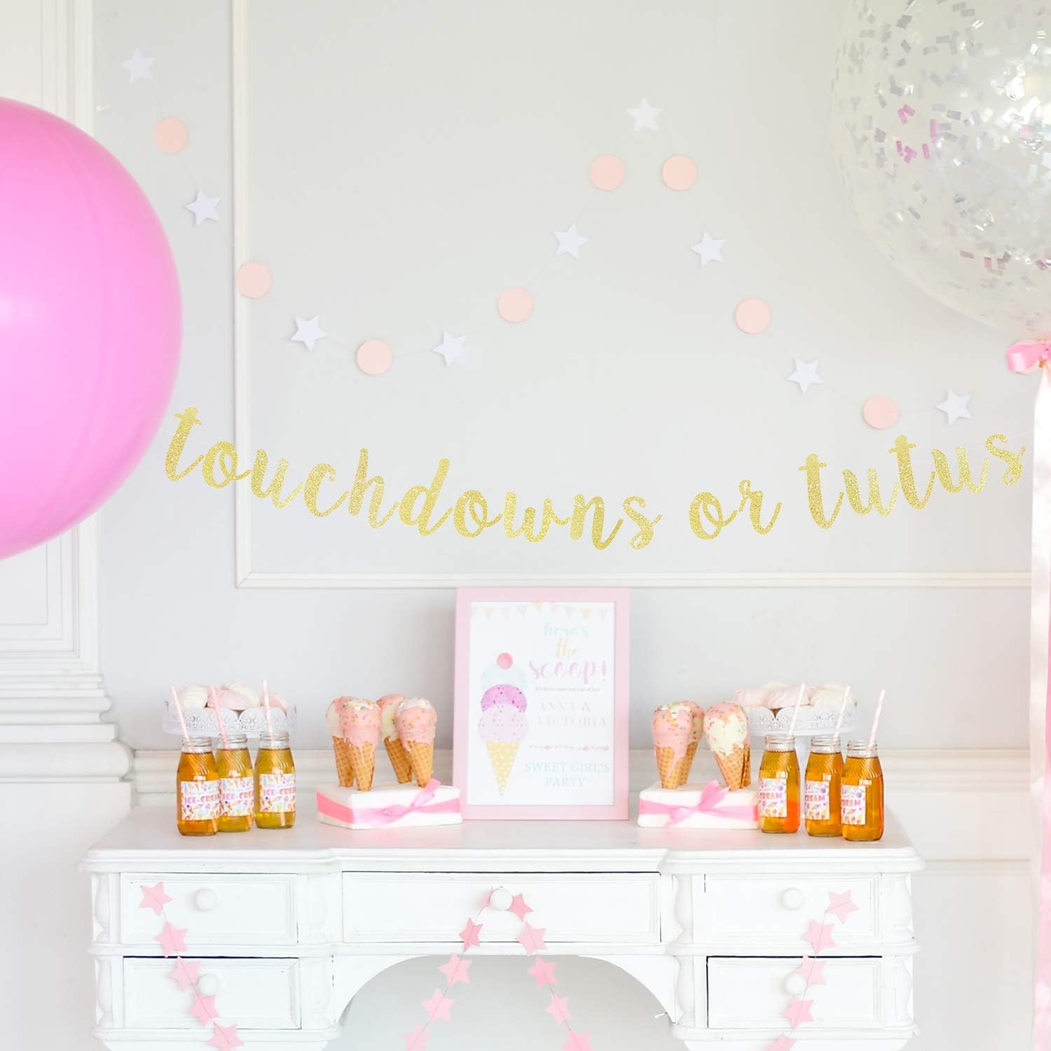 LINGTEER Gold Glitter Bunting Banner - Perfect for Baby Shower, Gender Reveal & First Birthday Party Decorations - Great for Nursery, Wedding, Holiday & Celebration Events