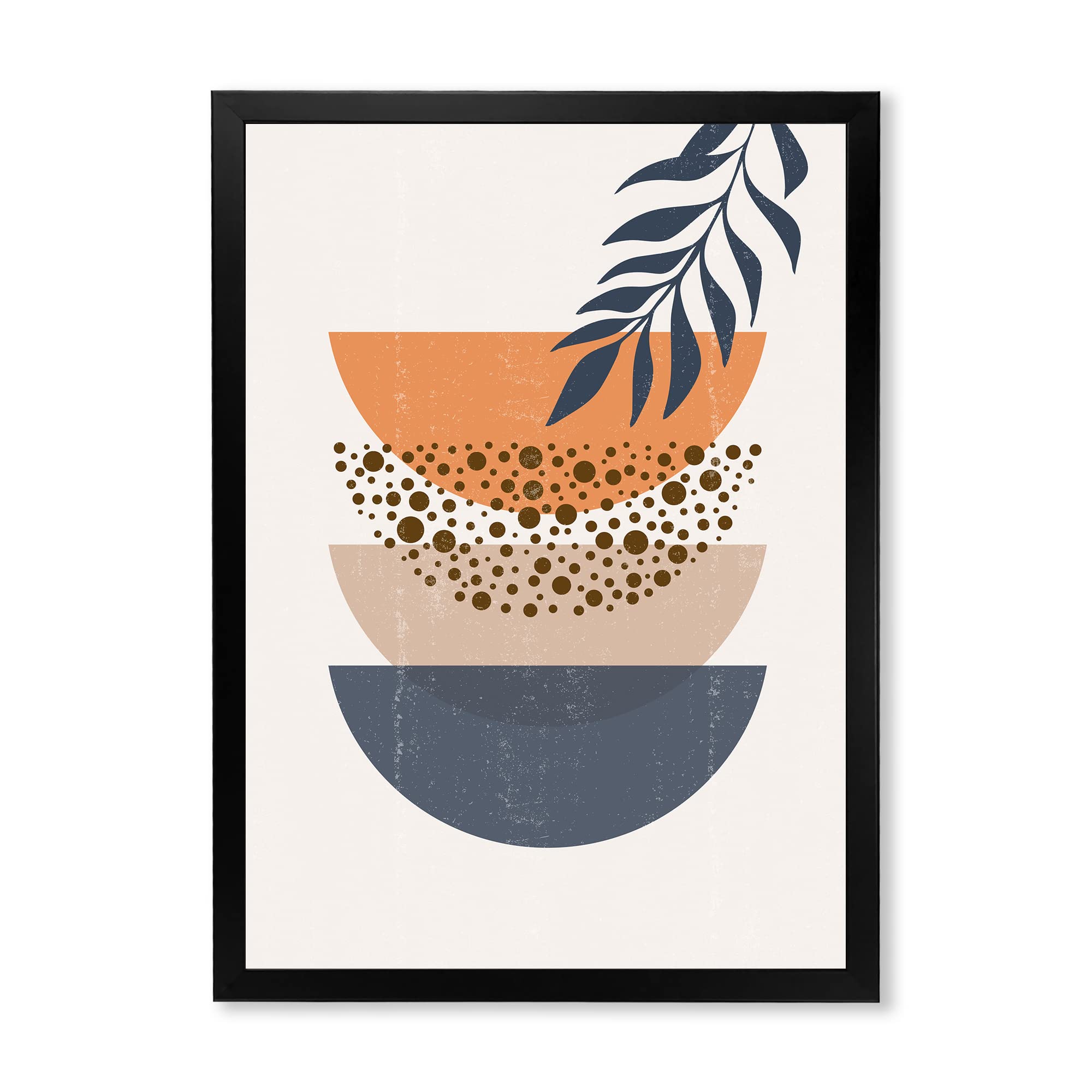 Abstract Sun Moon Leaf Geometric Modern Framed Wall Art - Perfect for Living Room, Bedroom & Office Decor