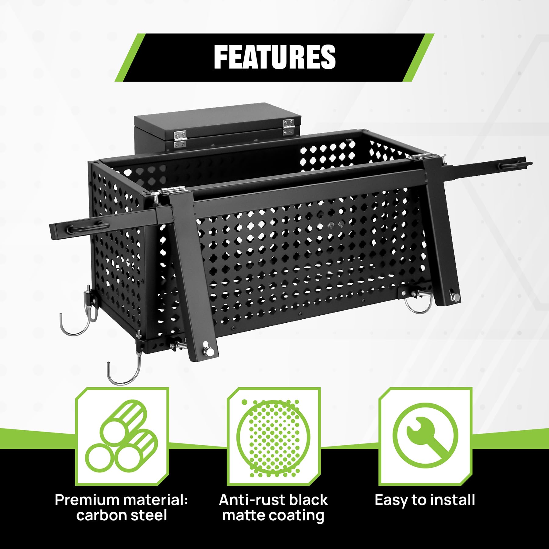 Heavy Duty Universal Tractor Tool Box Tray - 24x10x10in Steel Tractor Basket Attachment for John Deere, Kubota & More | Perfect for Farm Tools, Equipment Storage & Field Work Organization