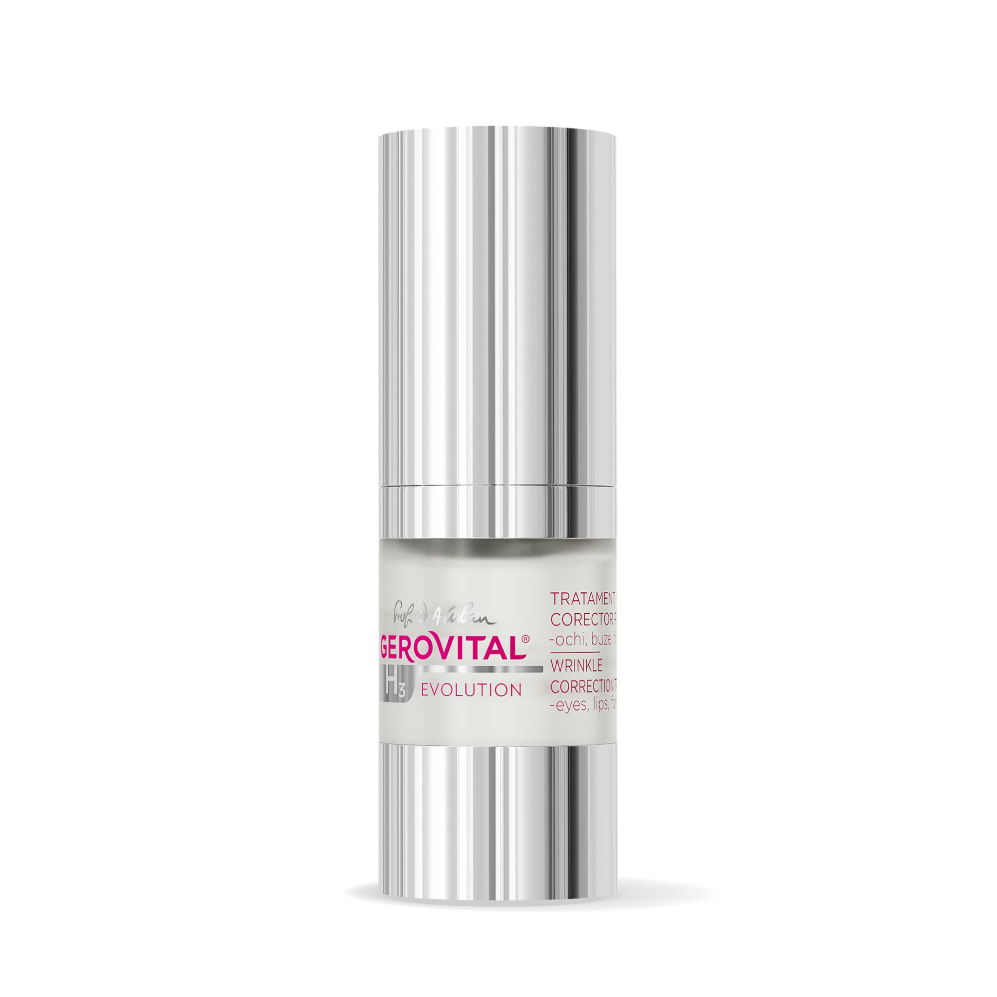 Anti-Aging Wrinkle Correction Treatment for Eyes, Lips & Forehead - Hyaluronic Acid, Vitamin A & E Formula - Deep Wrinkle Reduction & Skin Elasticity Booster - Gerovital H3 Evolution (15ml) - Perfect for Nighttime Skincare Routine & Daily Anti-Aging Regimen