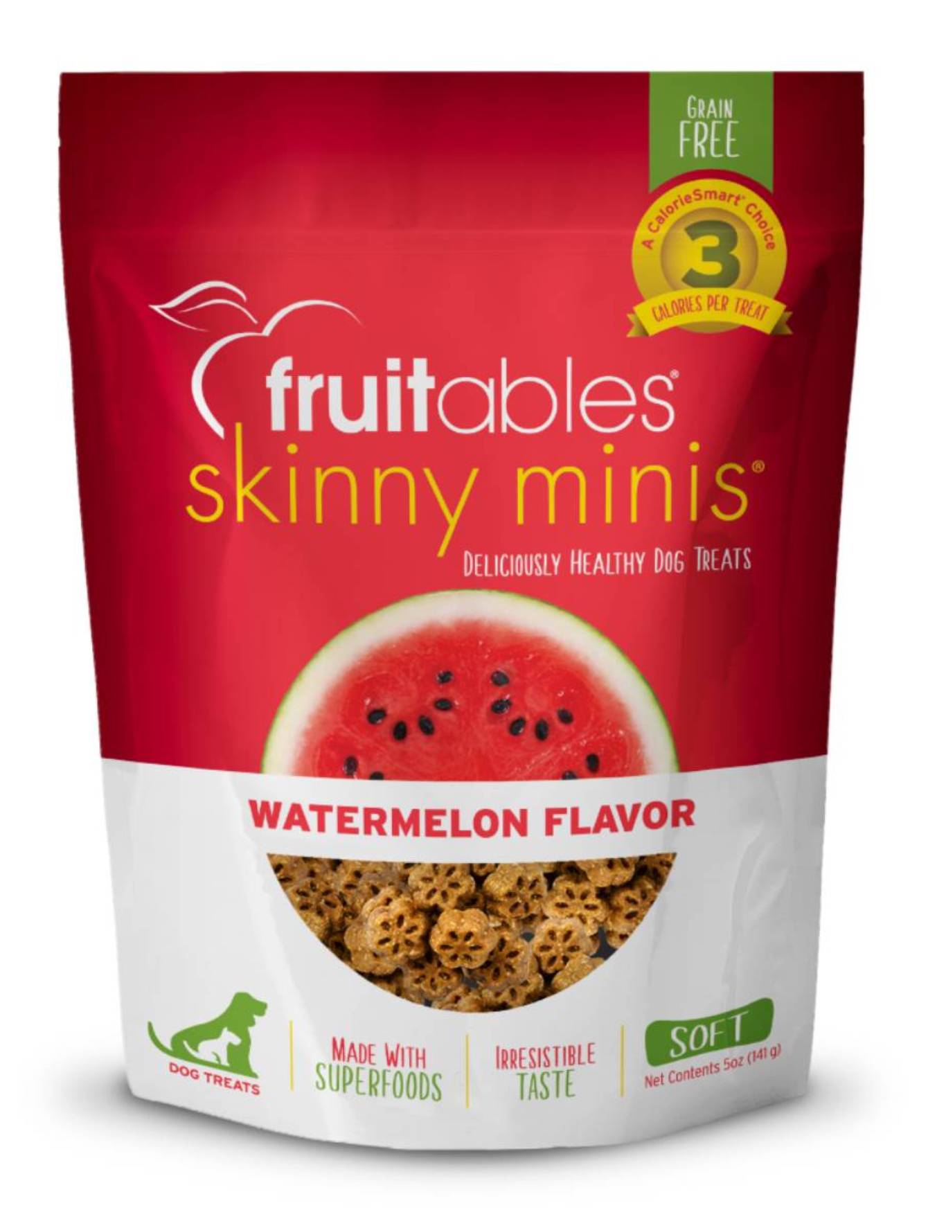 Fruitables Skinny Minis Watermelon Flavor Dog Treats - Low Calorie, All Natural Training Snacks for Small & Medium Dogs - Perfect for Rewards, Training & On-the-Go Treats