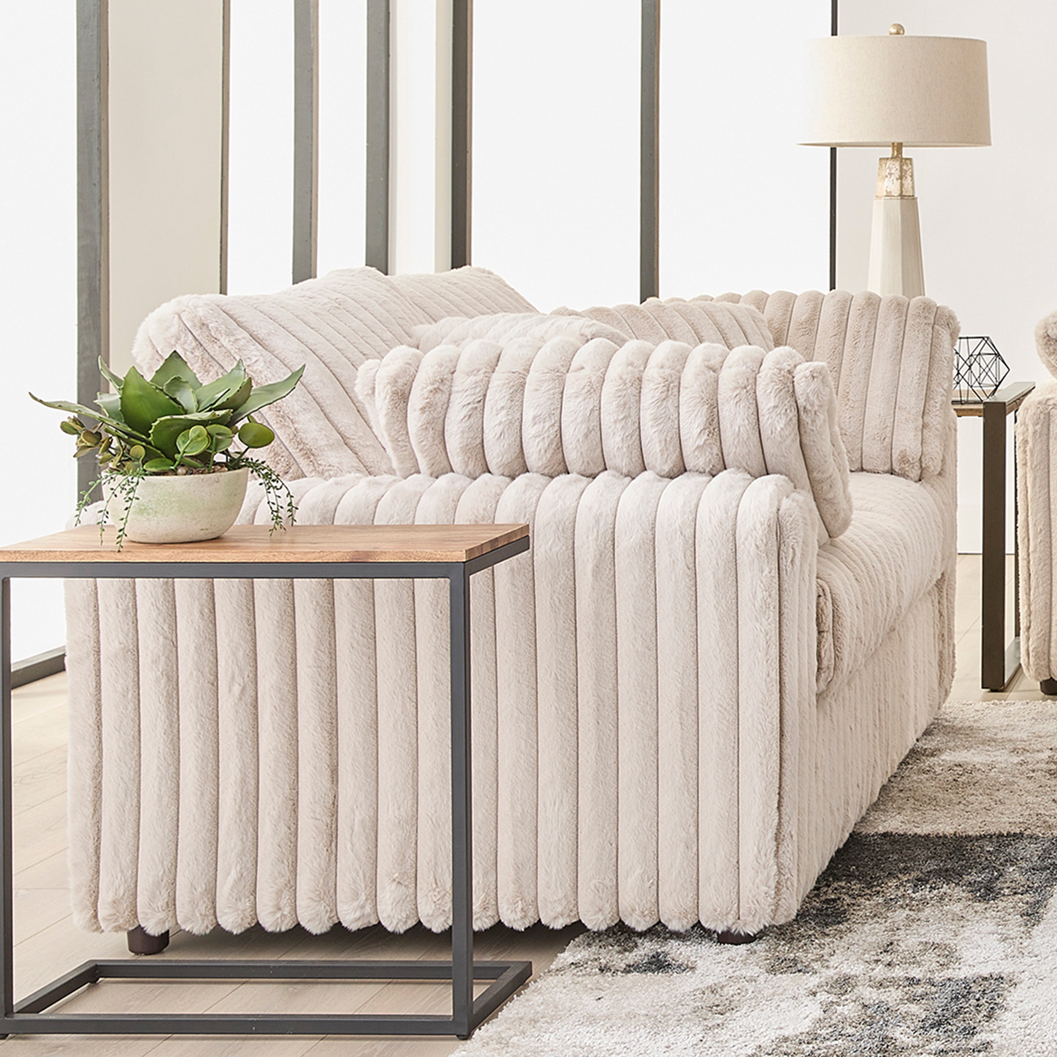 Roundhill Furniture Belvoir Upholstered Stationary Loveseat - Soft Fabric Sofa for Living Room, Small Space & Apartment | Comfortable Two-Seater Couch for Home Decor
