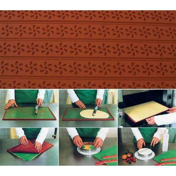 Silikomart™ Premium Silicone Relief Decor Mat - Floral Design for Cake, Chocolate & Pastry Decorating - Perfect for Baking, Candy Making & DIY Crafts