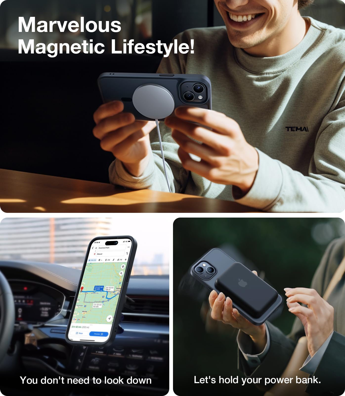 TORRAS Magnetic Shockproof Case for iPhone 15 with MagSafe - 12FT Military Grade Protection, Fast 1.5H Charging, Soft Anti-Slip Matte Finish - Perfect for Daily Use, Outdoor Activities & Travel (Matte Black)