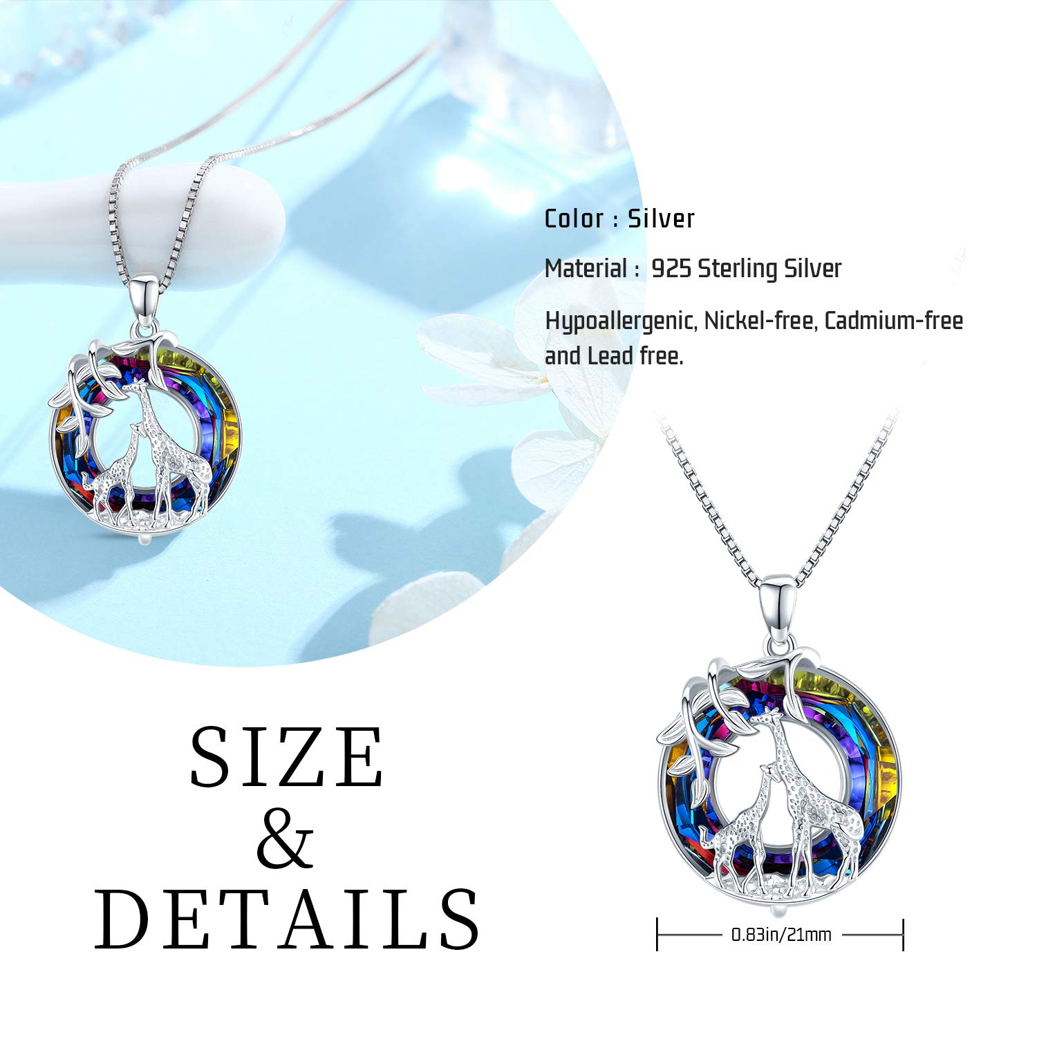 925 Sterling Silver Origami Giraffe Pendant Necklace - Elegant Animal Jewelry Gift for Women, Girlfriend Birthday & Mother's Day - Perfect for Casual Wear, Date Nights & Special Occasions