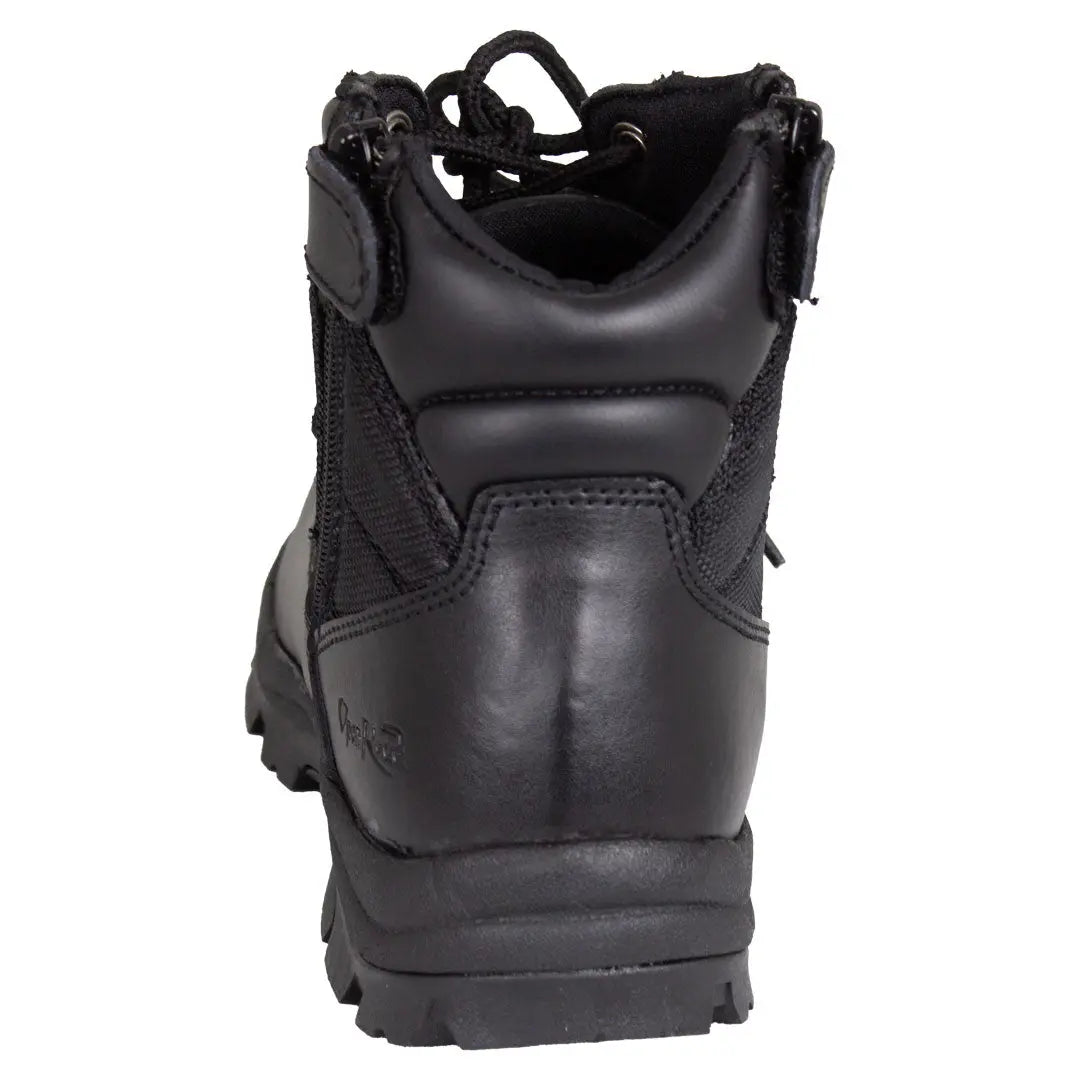 Open Road Women's Black Leather Tactical Combat Boots with Side Zippers - Stylish Lace-Up Ankle Boots for Outdoor Hiking, Motorcycle Riding & Urban Fashion