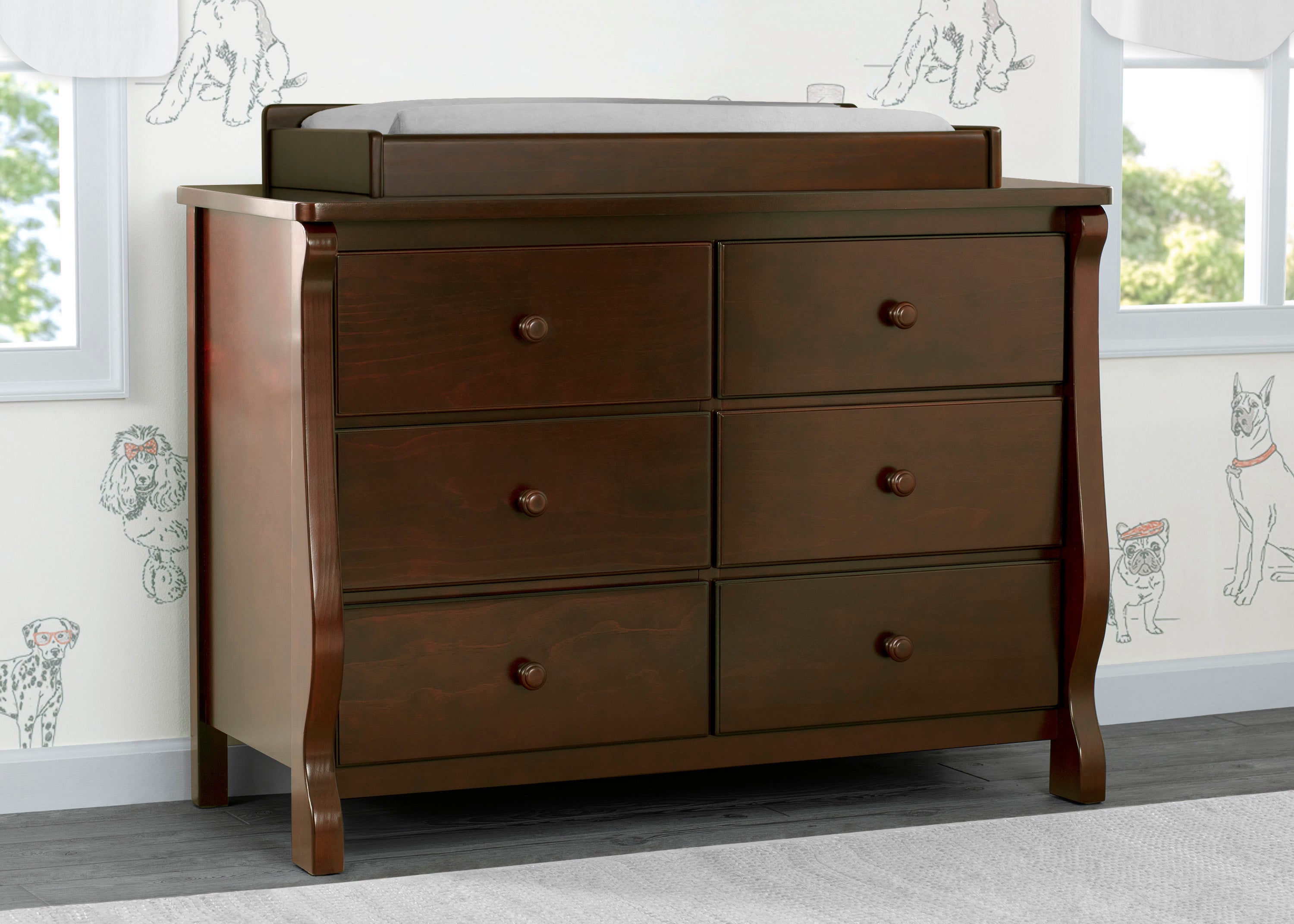 Elegant Canton Eclipse Dresser - Modern Wooden Bedroom Dresser with 6 Drawers, Vintage Style Storage for Bedroom, Living Room, and Office Organization
