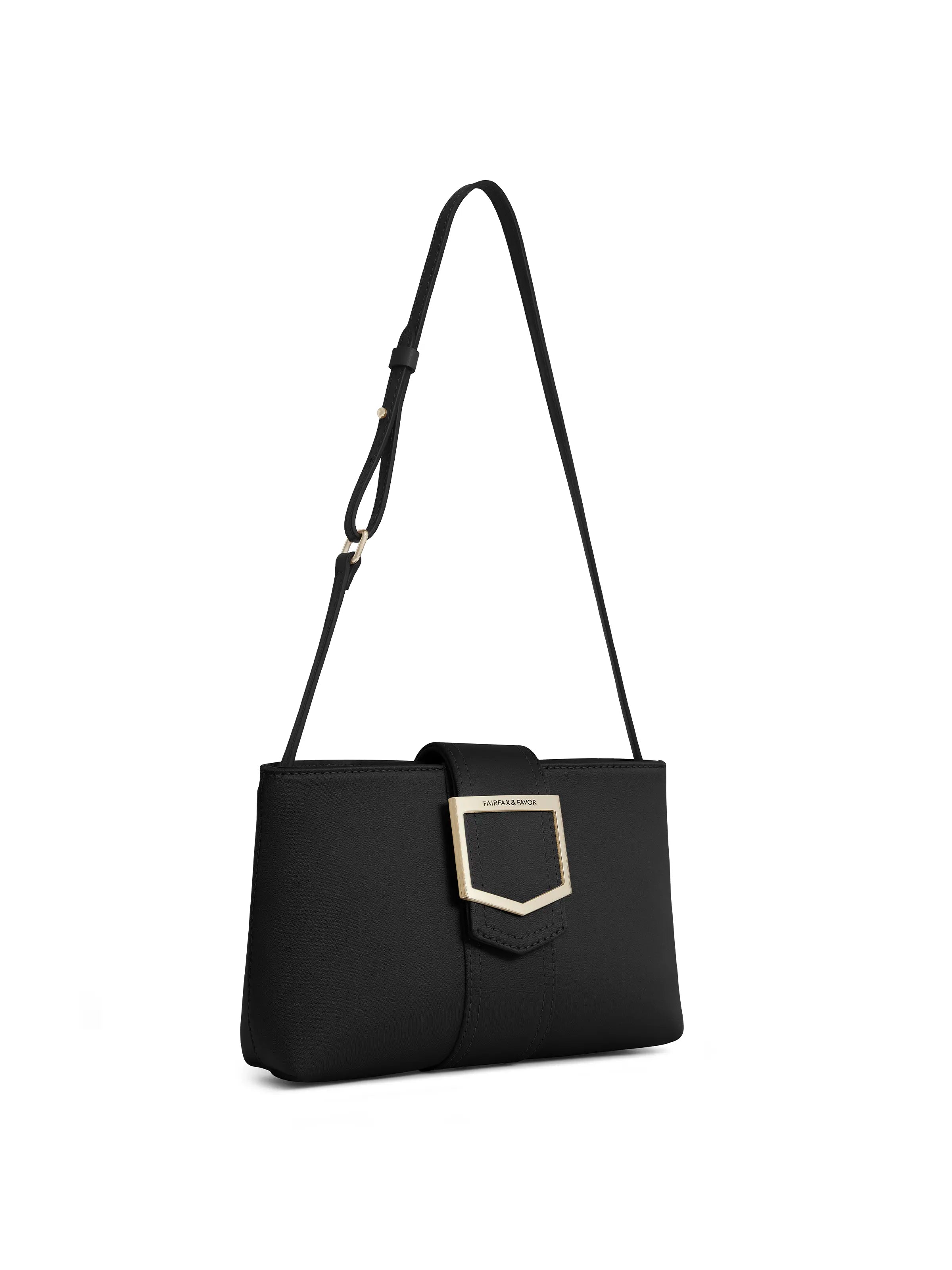Belmont Shoulder Bag - Black Satin Crossbody Purse for Women | Fashionable & Lightweight | Perfect for Work, Travel & Everyday Use