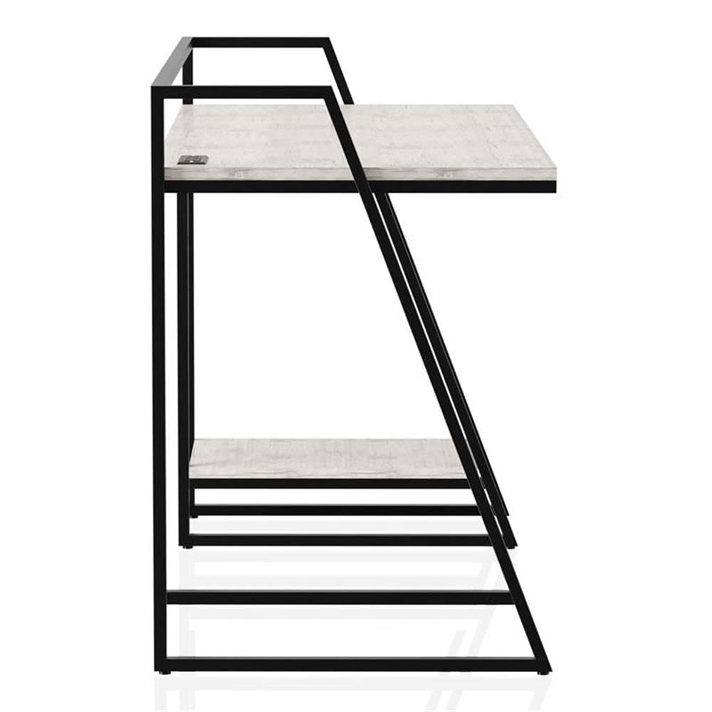 Furniture of America Sanue Metal Writing Desk with USB Port - Antique White Finish for Home Office, Study & Workspace