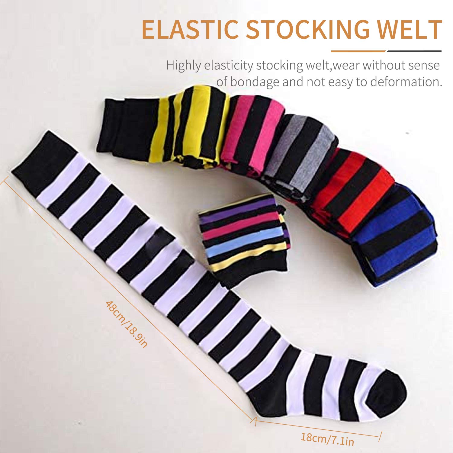 Raylarnia Women's Extra Long Opaque Striped Over Knee High Socks - Fashionable Thigh High Stockings for Winter, Fall & Office Wear - Perfect for Boots, Dresses & Cold Weather Outfits