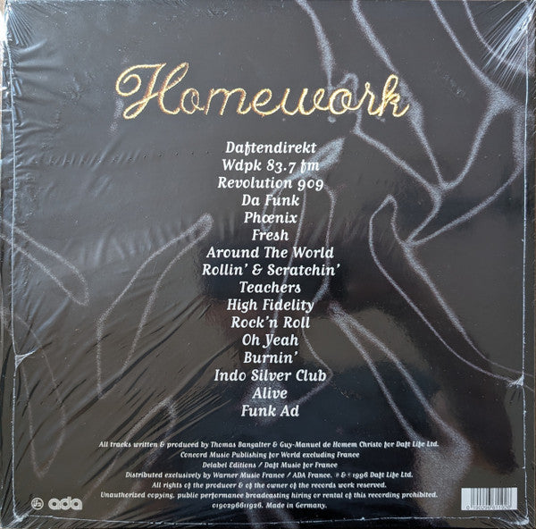 Daft Punk Homework 2xLP Vinyl Album Reissue Remastered Mint Condition - Perfect for DJ Sets, Music Collectors & Vinyl Enthusiasts