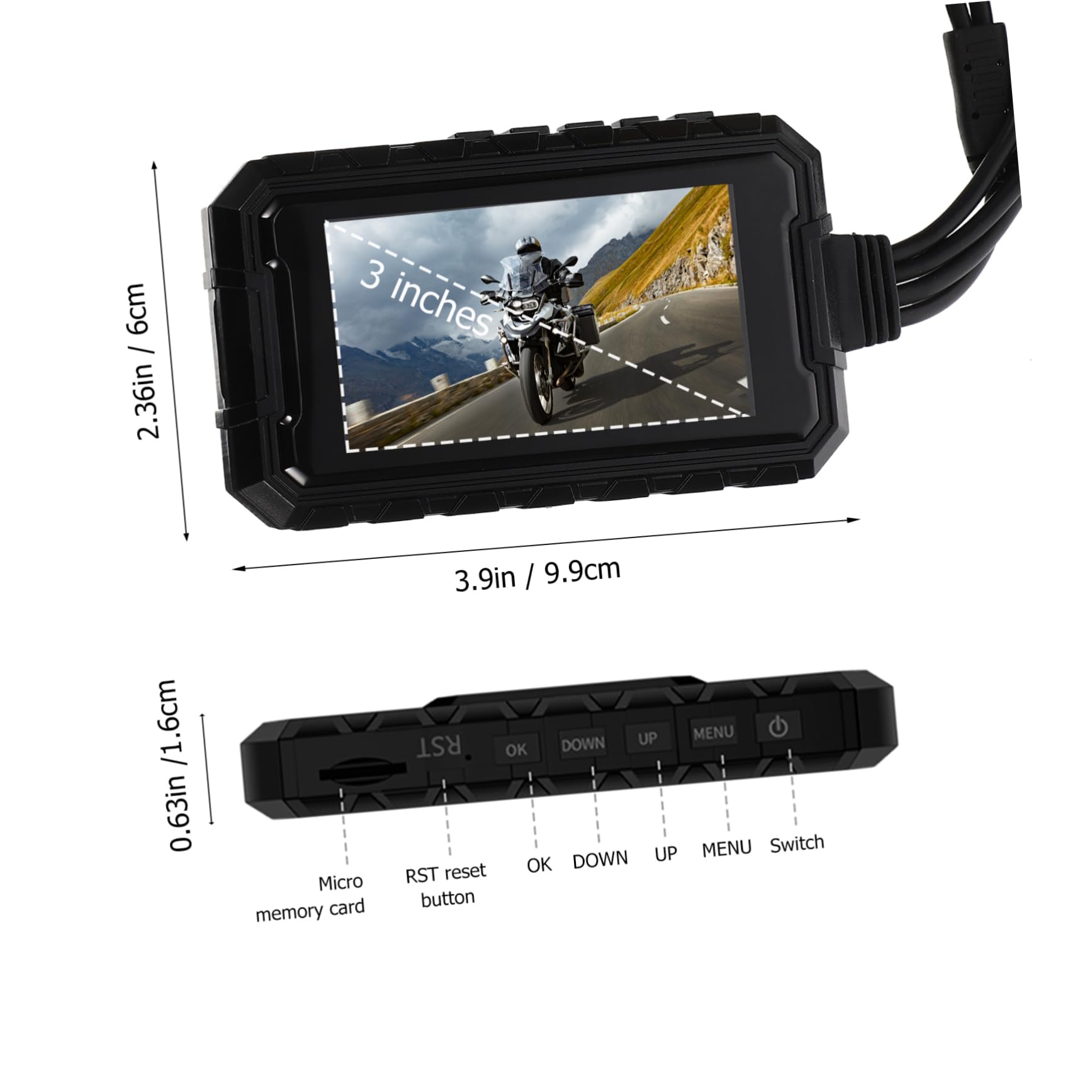 Veemoon V1 Waterproof Motorcycle Recorder with Night Vision - Dual Front & Rear HD Camera for Bikes, 5-Inch LCD Display - Perfect for Road Safety, Commuting & Adventure Riding Accessories