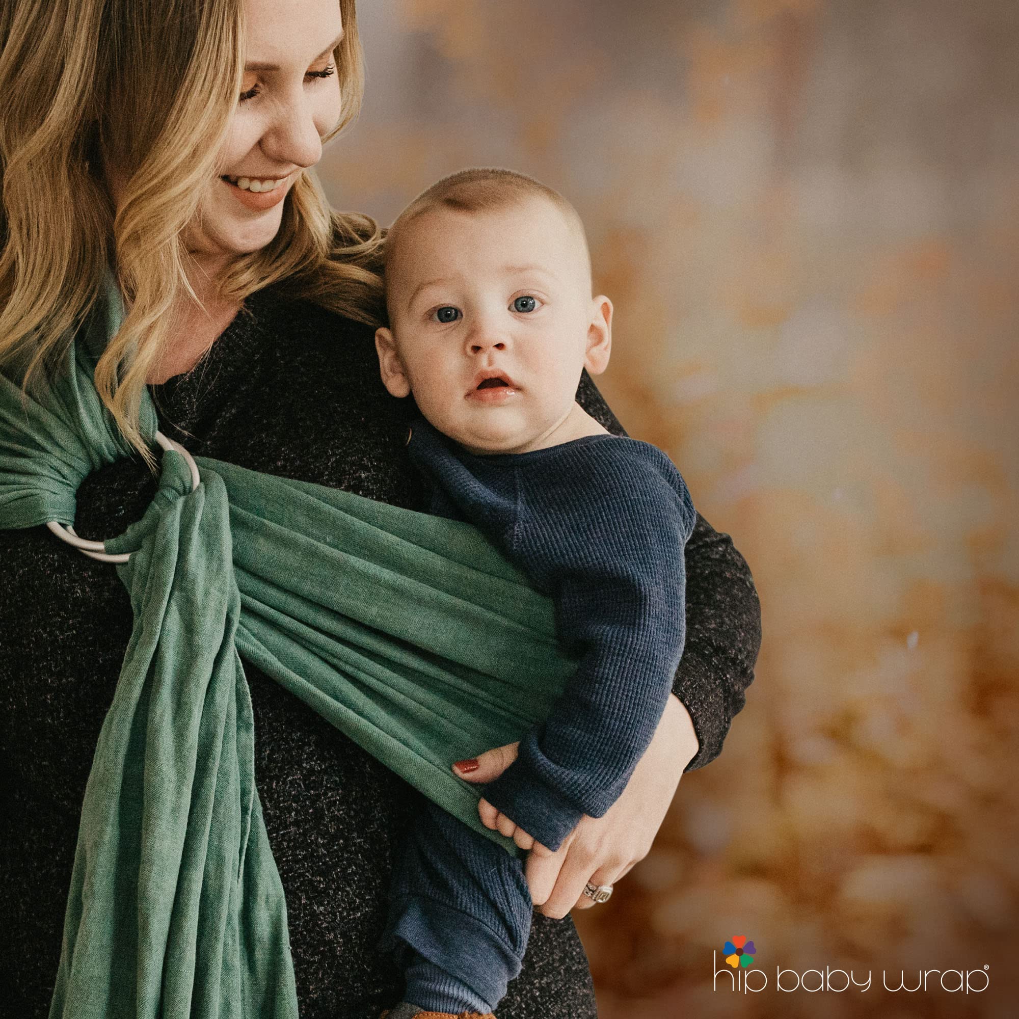 Soft Bamboo Linen Baby Wrap Carrier - Organic Ring Sling for Newborns & Infants - Machine Washable, Natural Plant-Based Dyes - Perfect Baby Shower Gift (Forest Green) | Hands-Free Babywearing for Errands, Walks & Parenting