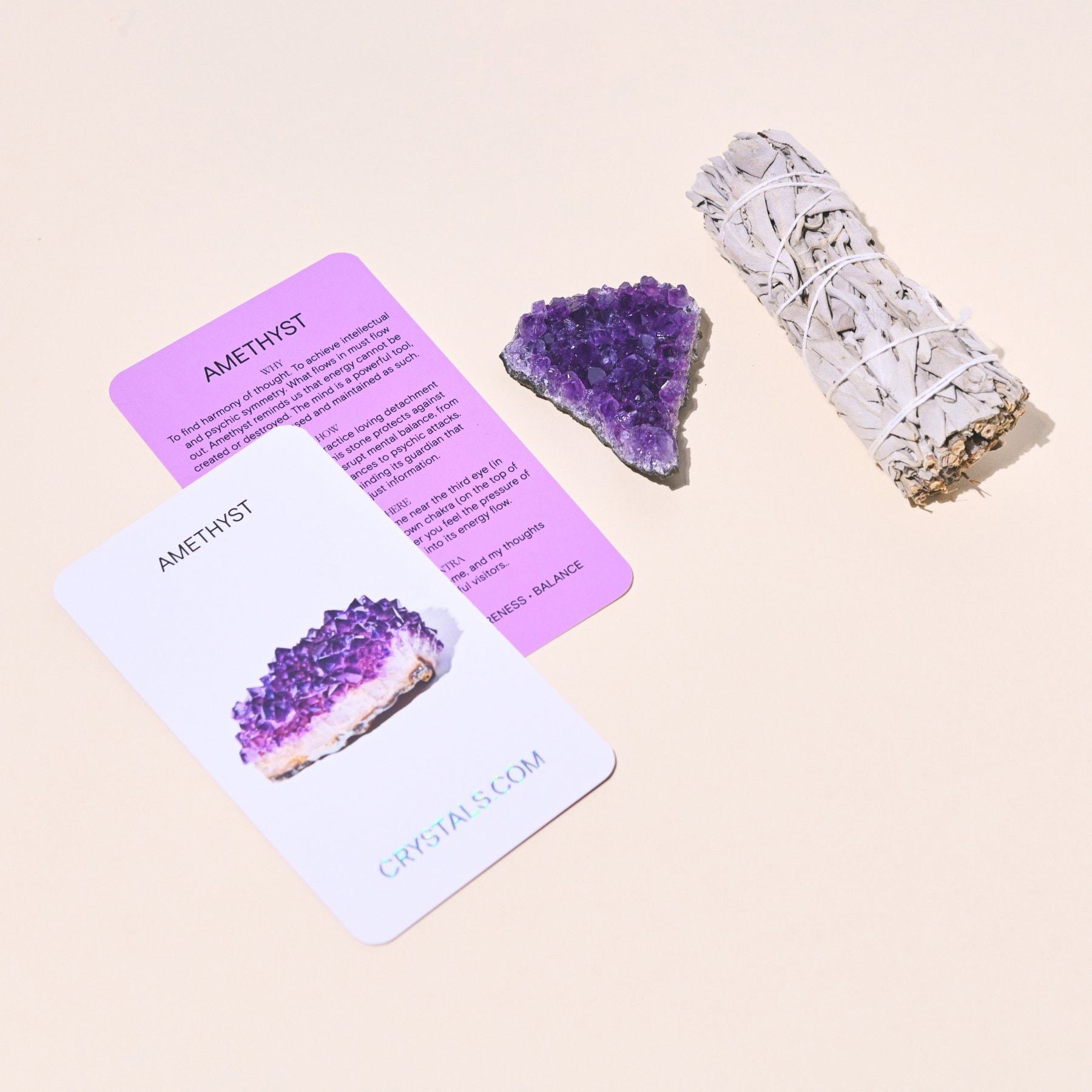 Energy Clearing Set – Amethyst Crystal & White Sage Bundle for Home Cleansing, Meditation & Spiritual Healing