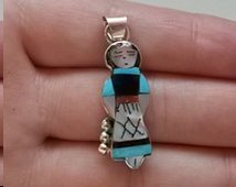 Authentic Zuni Artist Joyce Waseta Native American Indian Doll Pendant Necklace - Handcrafted Sterling Silver Jewelry for Women | Perfect for Cultural Events, Gift Giving & Southwest Style Fashion