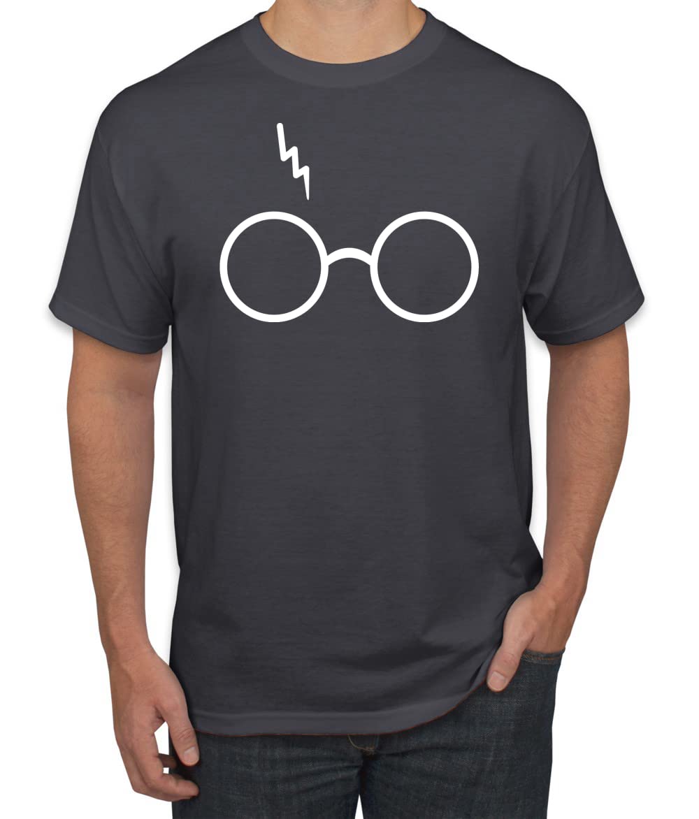 Wild Bobby Wizard Glasses Scar Pop Culture Graphic T-Shirt for Men | Vintage Inspired Funny Tee | Perfect for Cosplay, Halloween & Comic Con
