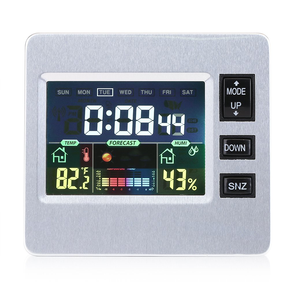 Digital LCD Thermometer Hygrometer Alarm Clock with Backlight & Snooze - Perfect for Home, Office, Bedroom, and Nursery Temperature Humidity Monitoring