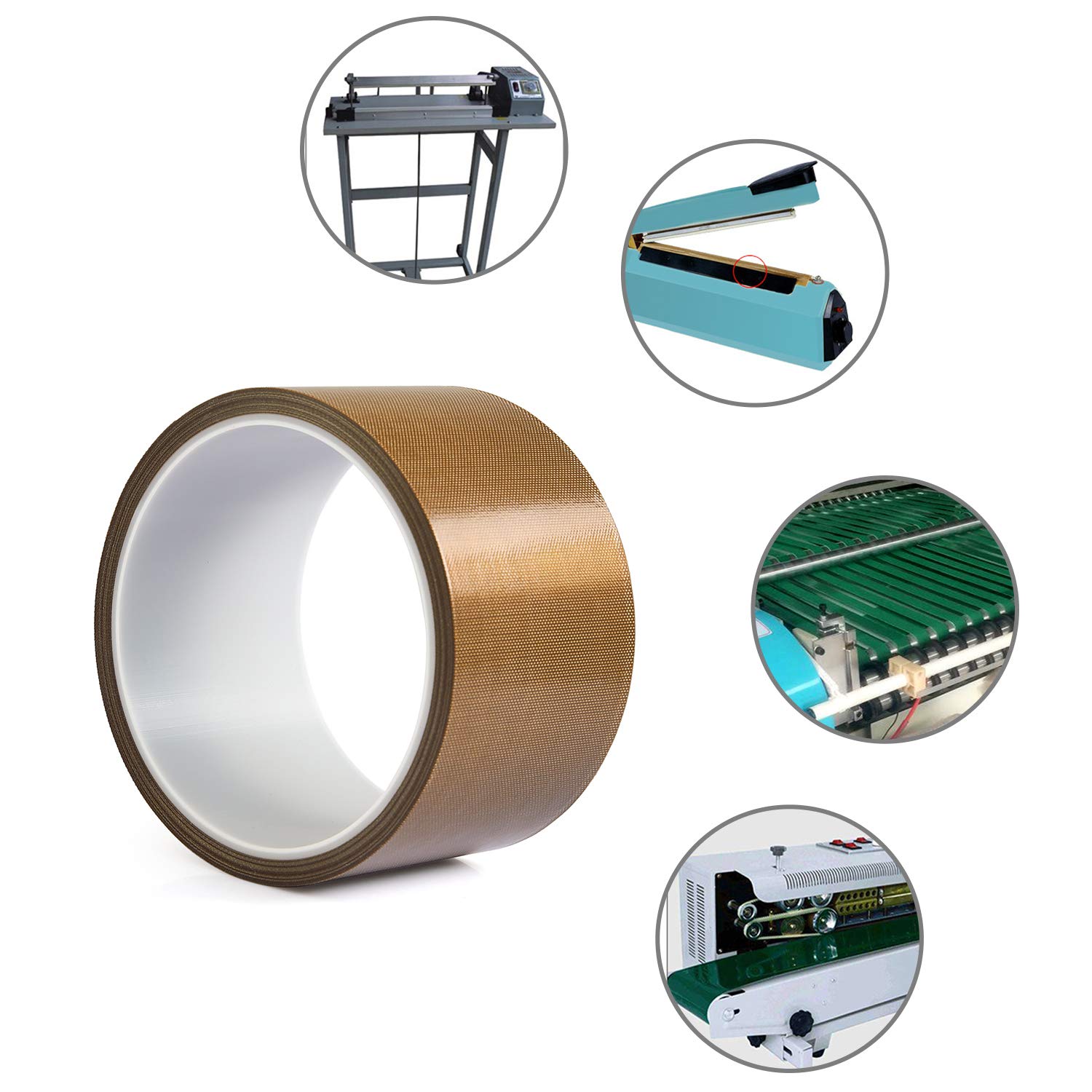 High Temperature PTFE Teflon Tape for Vacuum Sealer Machines - 1/2 Inch x 33 Feet Heat Resistant Sealing Tape Compatible with FoodSaver, Seal-A-Meal, Weston & CabellaSeal - Perfect for Food Packaging, Sous Vide & Industrial Sealing