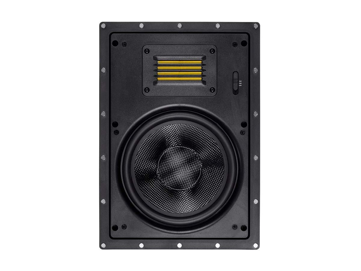Monoprice 8 Inch 2-Way Carbon Fiber In-Wall Speakers (Pair) - Magnetic Grille & Ribbon Tweeter - Amber Series - Perfect for Home Theater & Surround Sound Systems