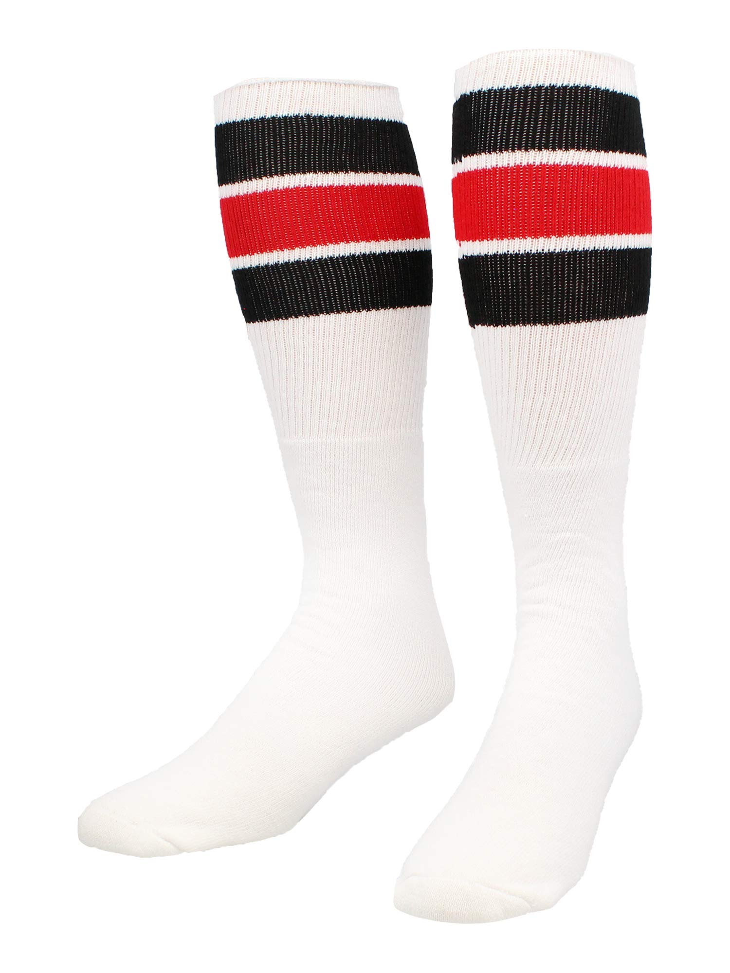 Vintage Retro Striped Tube Socks for Men & Women - 3 Stripe 70s 80s Style Deadlift Socks - Perfect for Gym, Workout, Cosplay & Casual Wear