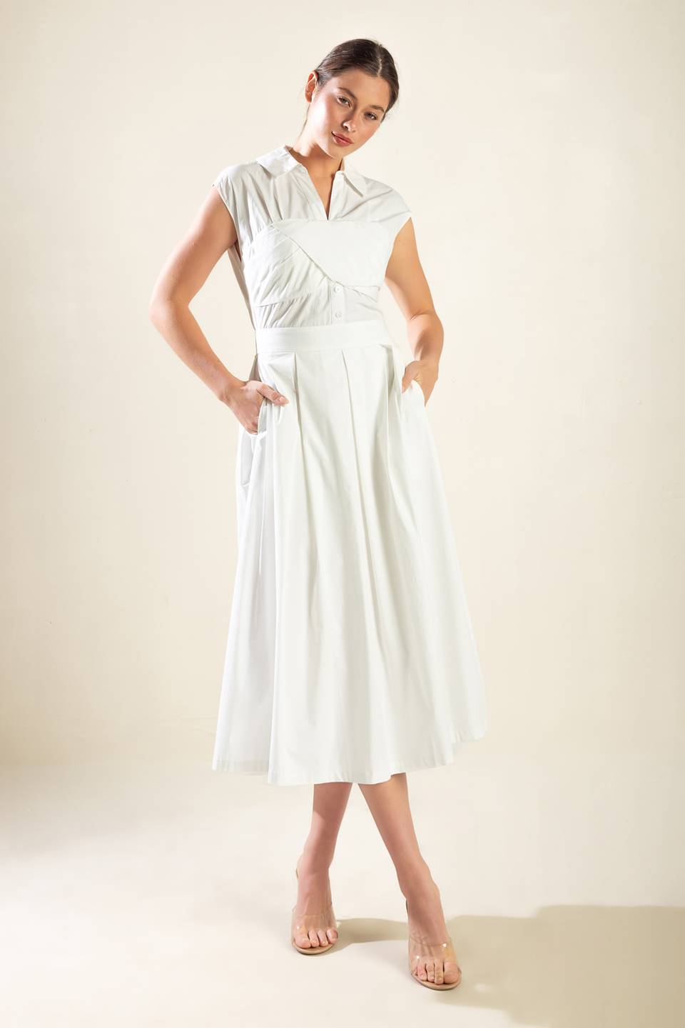 Dreamy Impression Floral Woven Midi Dress for Women - Boho Summer Beach Dress for Vacation, Date Night & Casual Outings