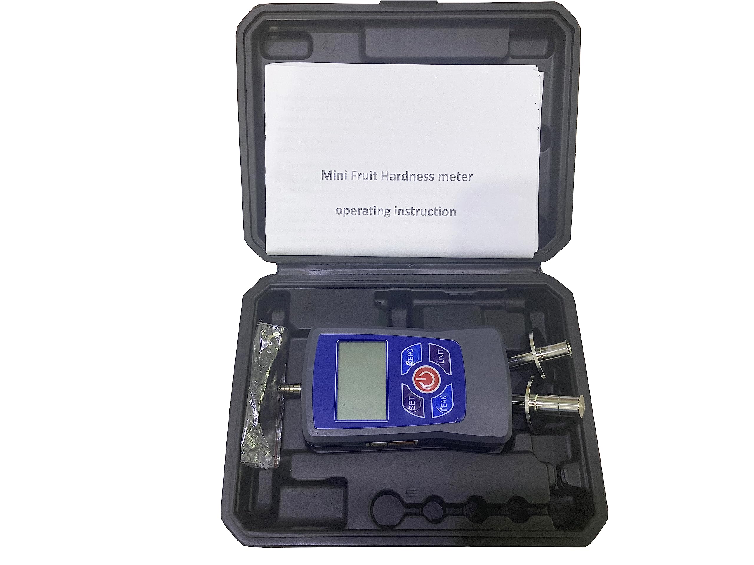 Digital Fruit Hardness Tester Penetrometer with 2 Measuring Heads (Φ7.9mm & Φ11.1mm) | 0.2-15Kgf/cm² & 0.4-30Kgf/cm² Range | for Soft & Hard Fruits | Perfect for Quality Control in Orchards, Farms, and Food Processing Plants